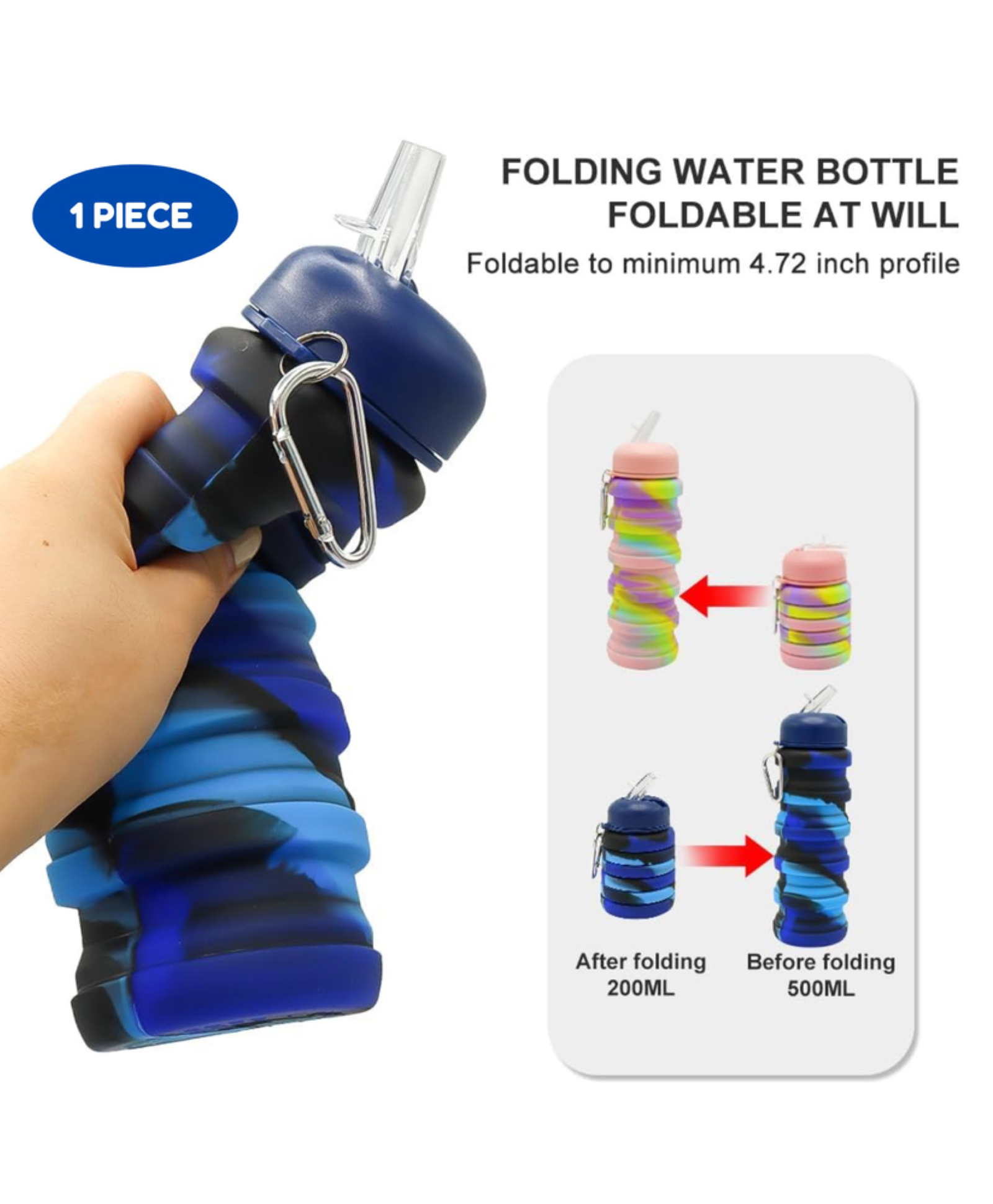 Puchku Foldable Water Bottle For Kids ( Pack of 1, Color May Vary)500 ml-image-31