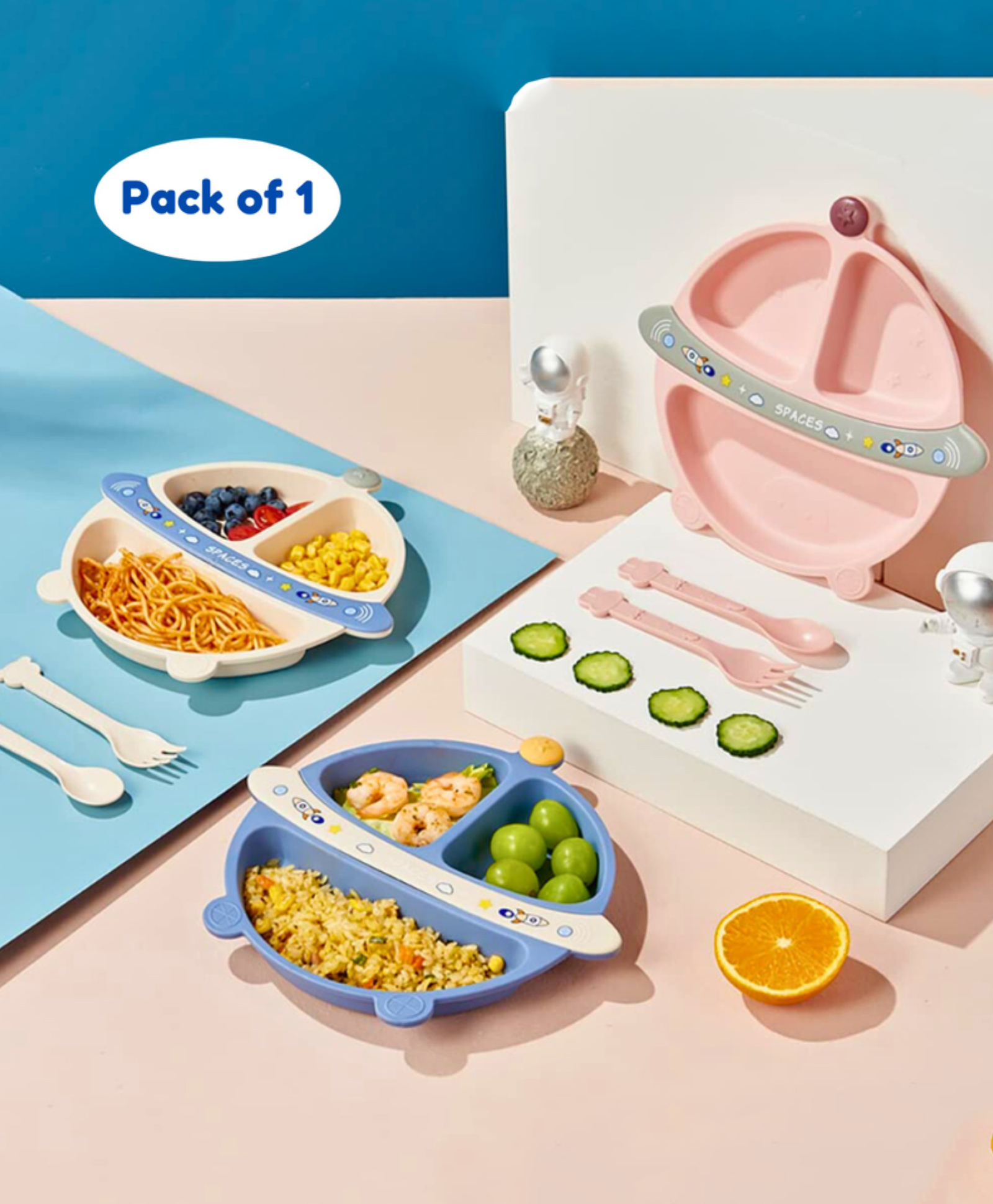 Puchku Baby Dinnerware set utensils for baby Divider Food Plate Space (1 Piece, Multicolor)-image-22