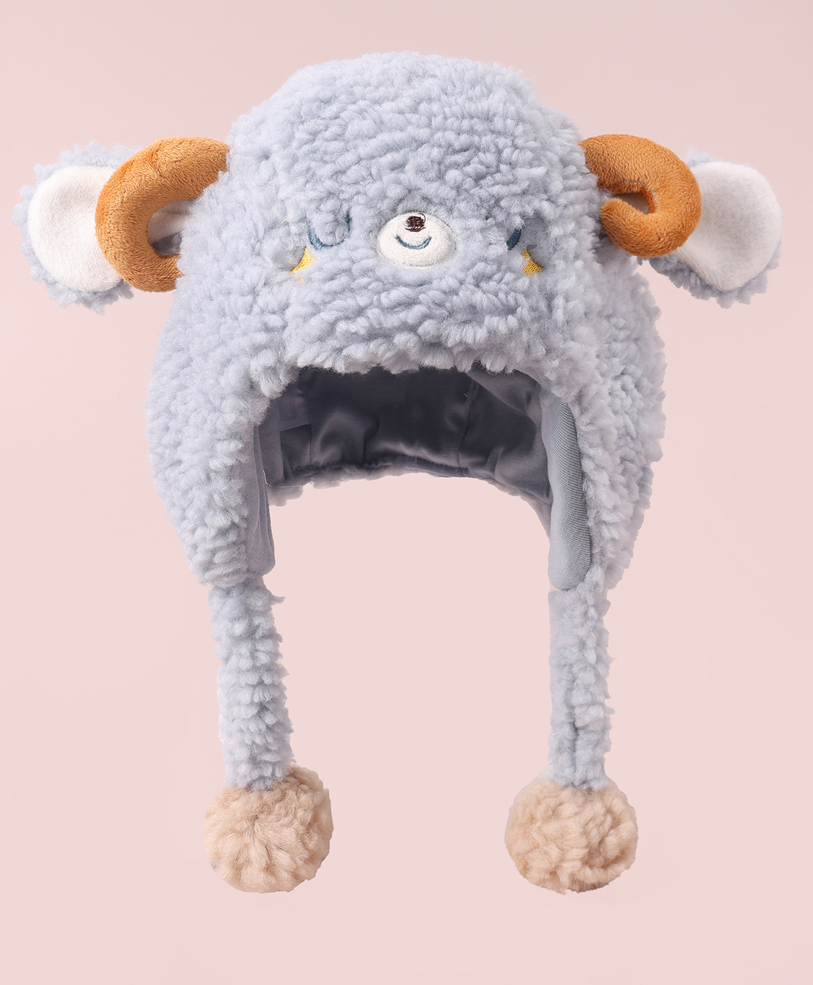 Babyhug Pom Pom Woollen Cap Lama Design Blue- Diameter 17 cm-image-38