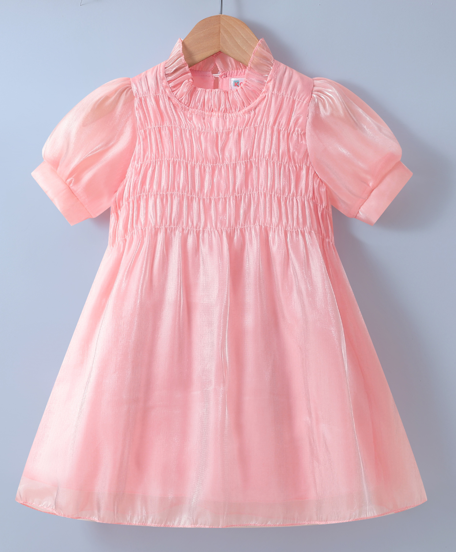 Kookie Kids Half Sleeves Solid Color Frock - Pink-image-48
