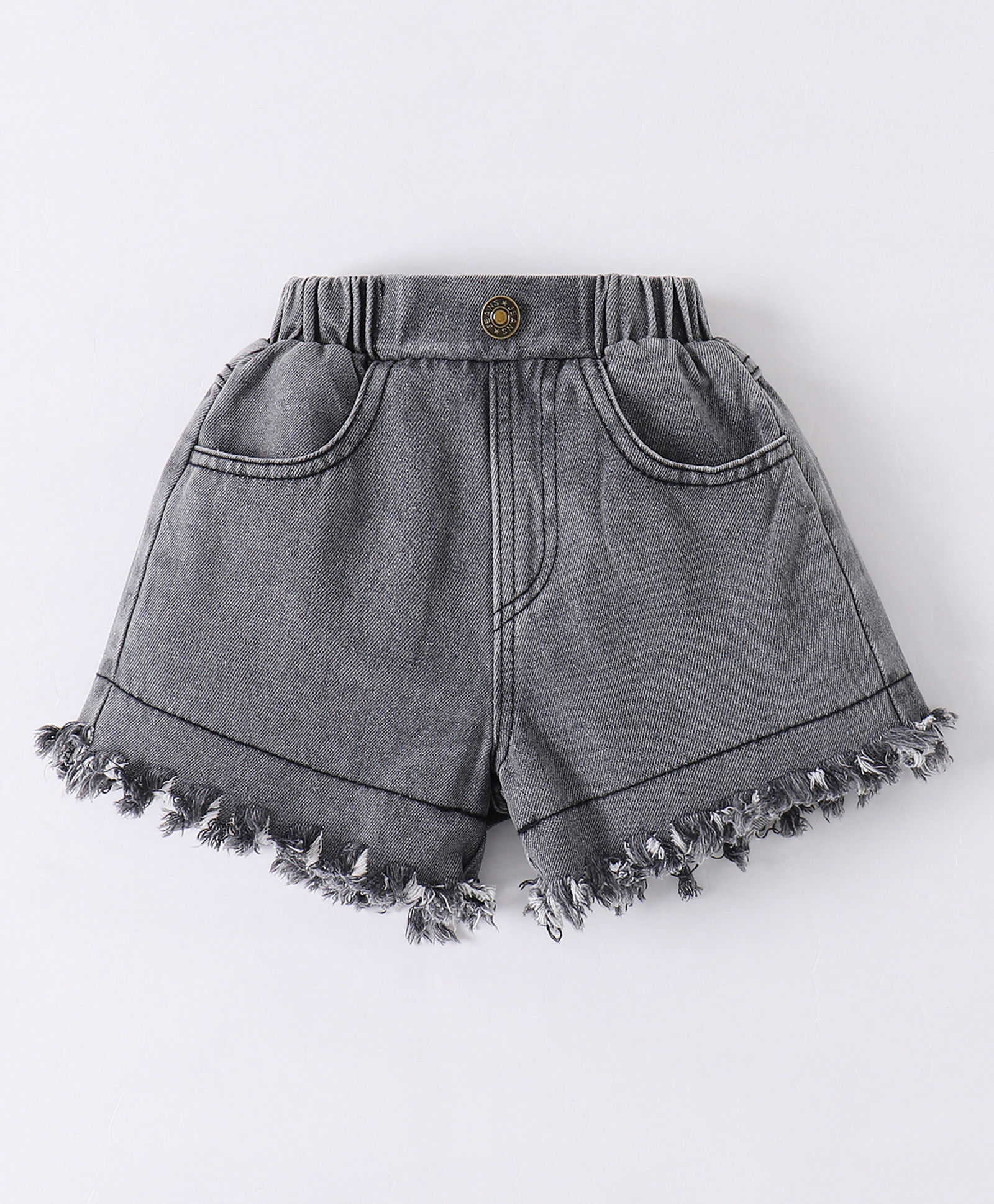 Kookie Kids Denim Shorts Solid Colour- Black-image-45