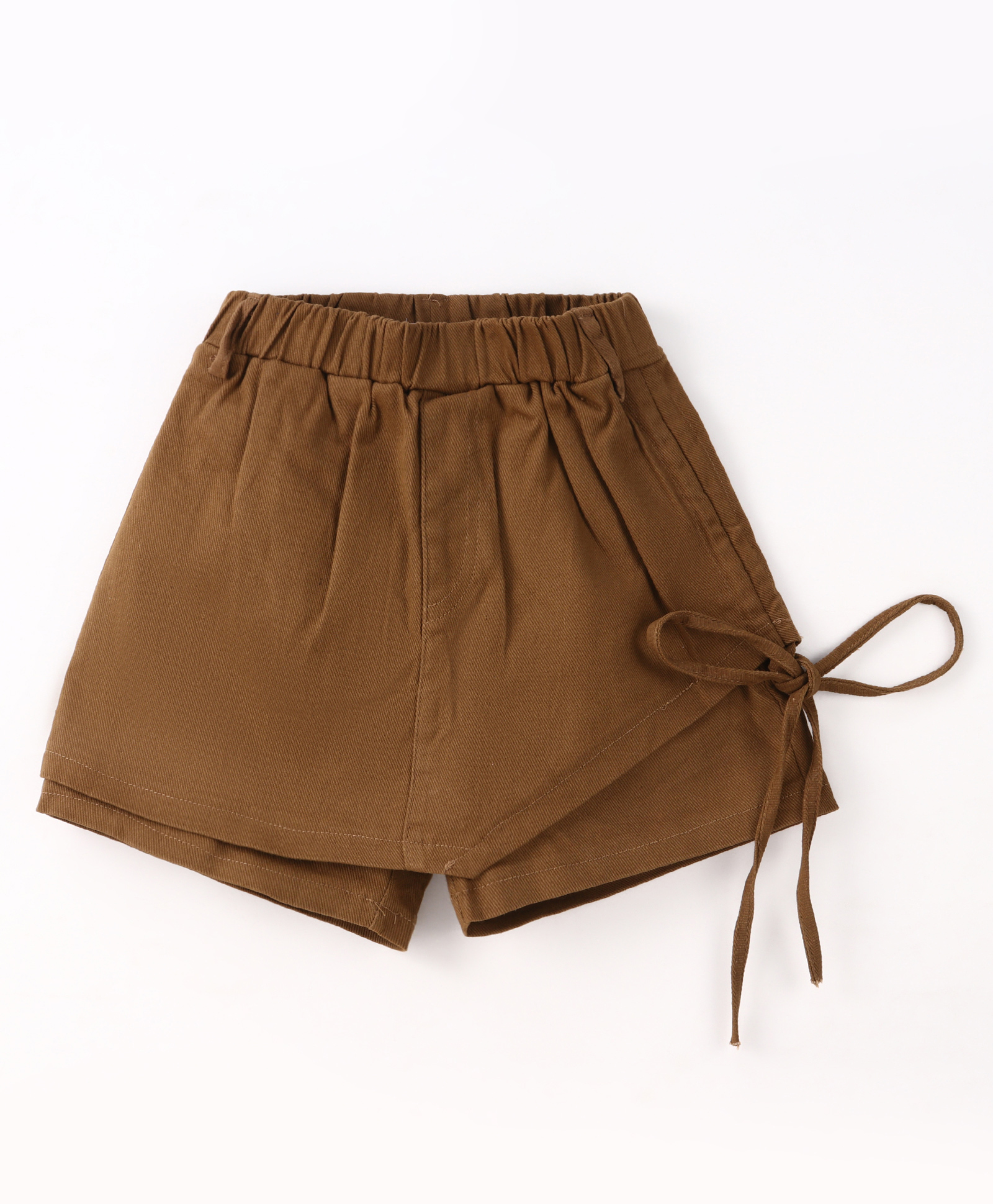 Kookie Kids Solid Shorts with Bow - Brown-image-15