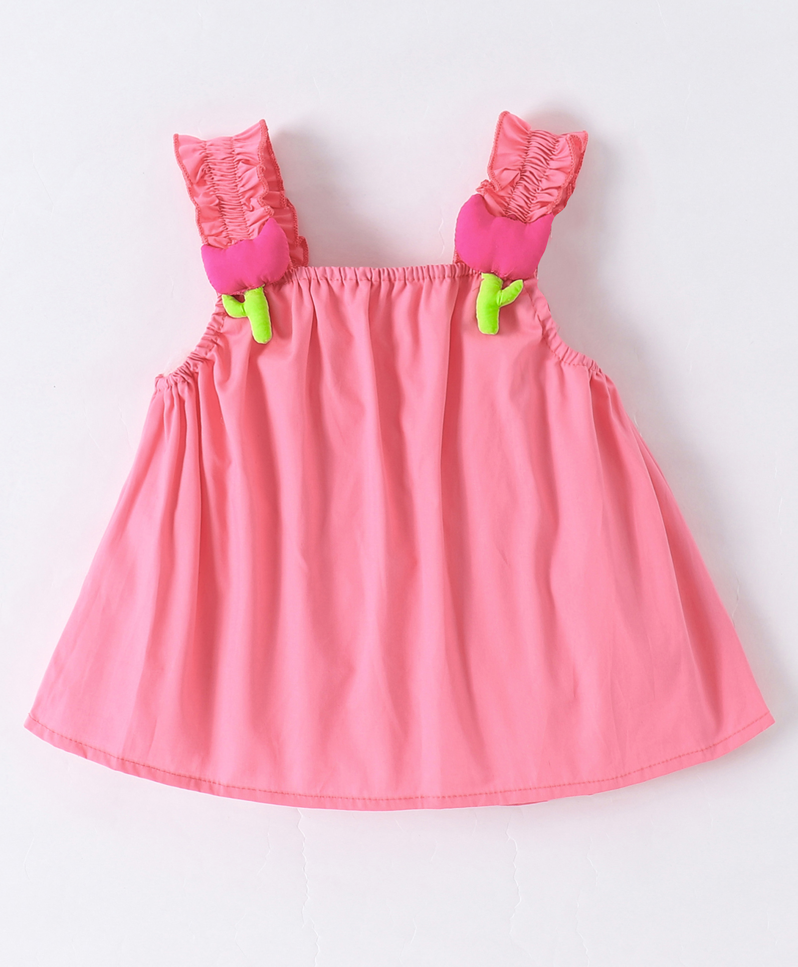 Kookie Kids Cotton Sleeveless A-Line Top with Flower Applique - Pink-picture-21