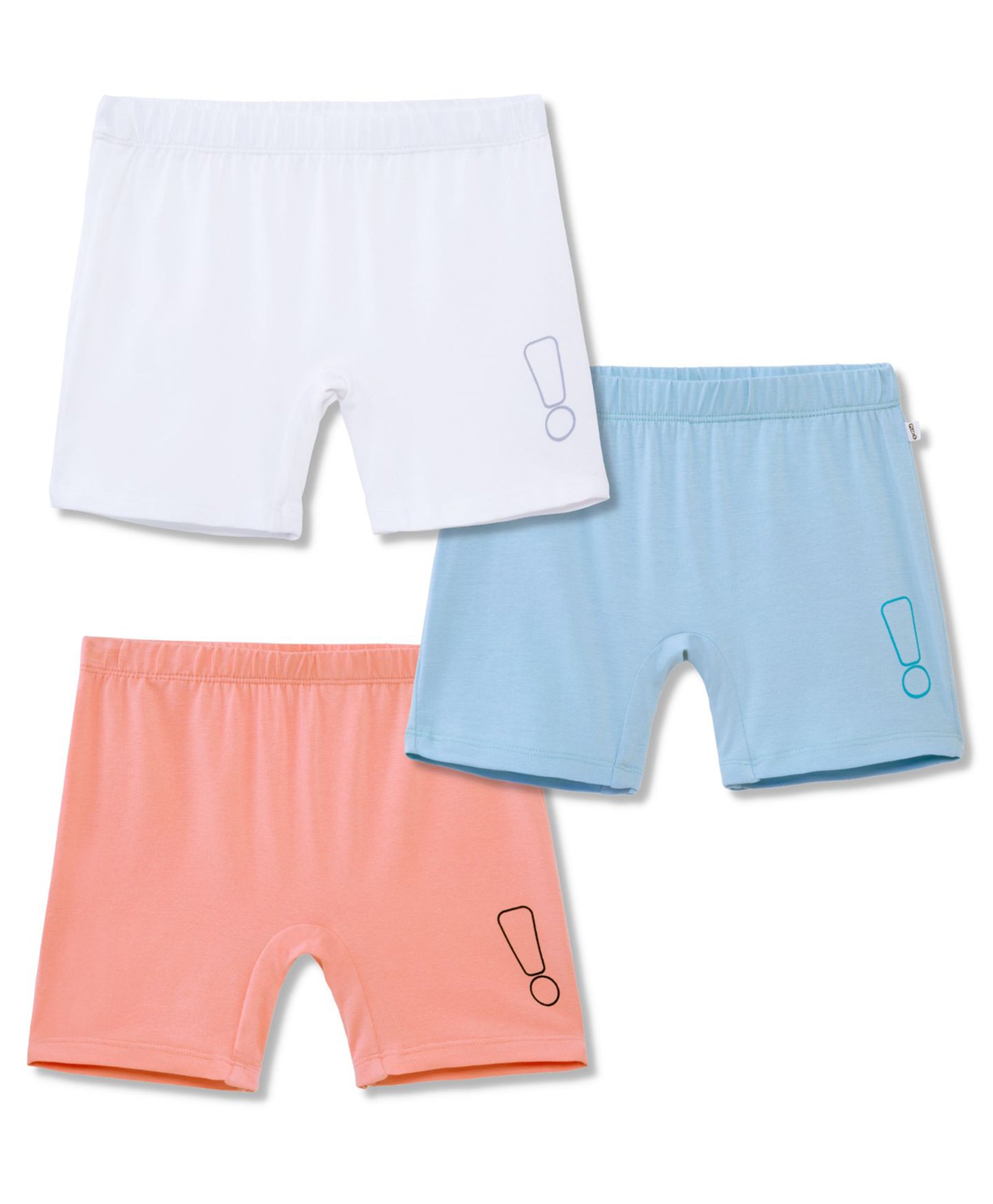 Plan B Pack Of 3 Brand Logo Printed Shorts - Peach White & Blue-image-46