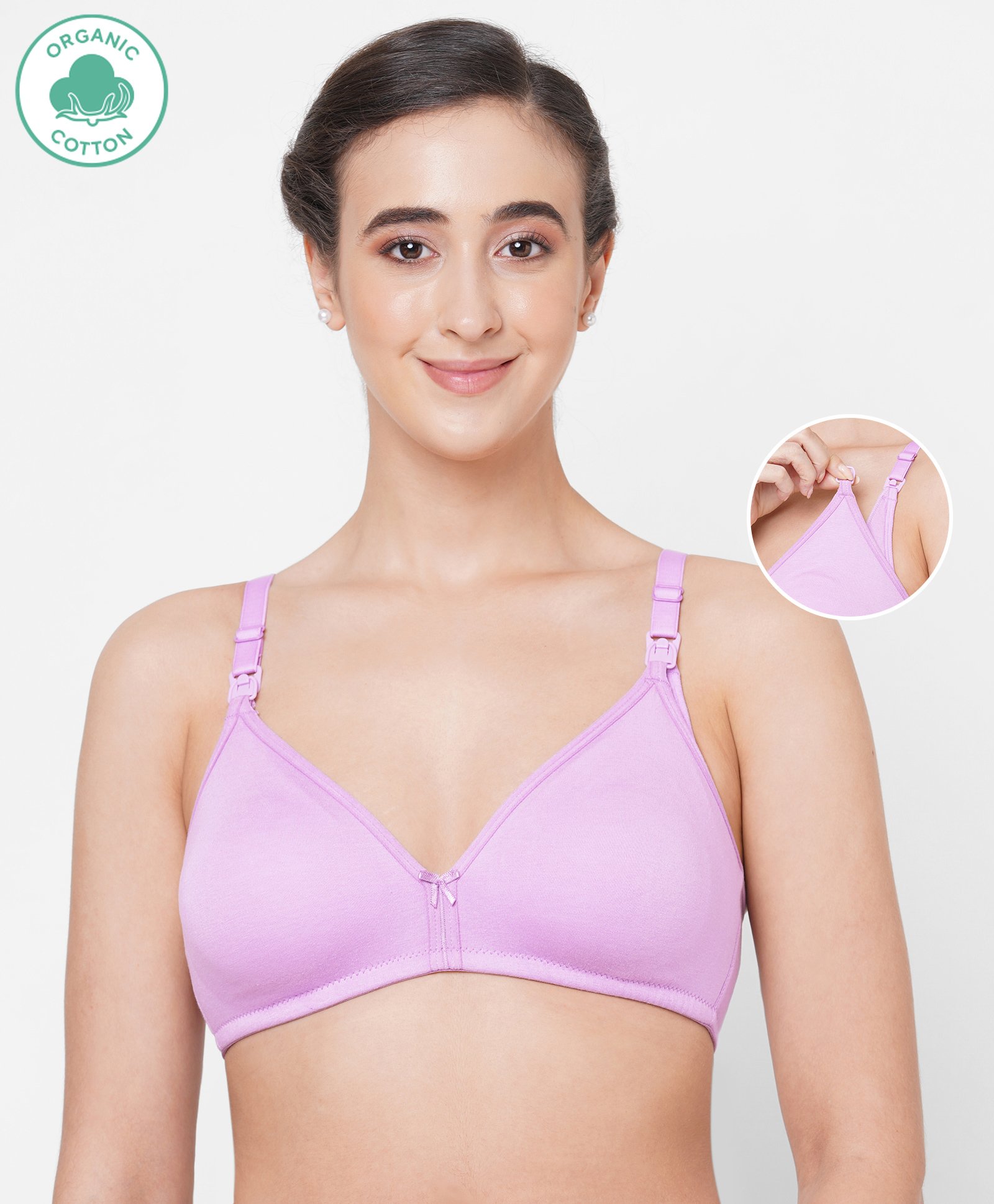 ECOMAMA Organic Cotton Spandex Antimicrobial Nursing Bra - Violet Tulle-picture-19