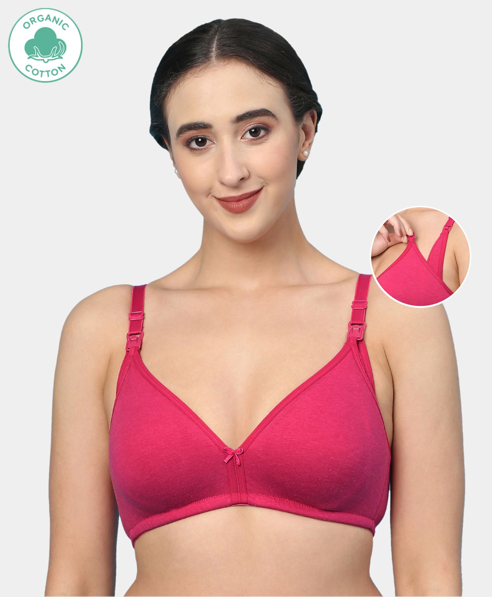 ECOMAMA Organic Cotton Spandex Antimicrobial Nursing Bra - Jazzy Red-picture-21