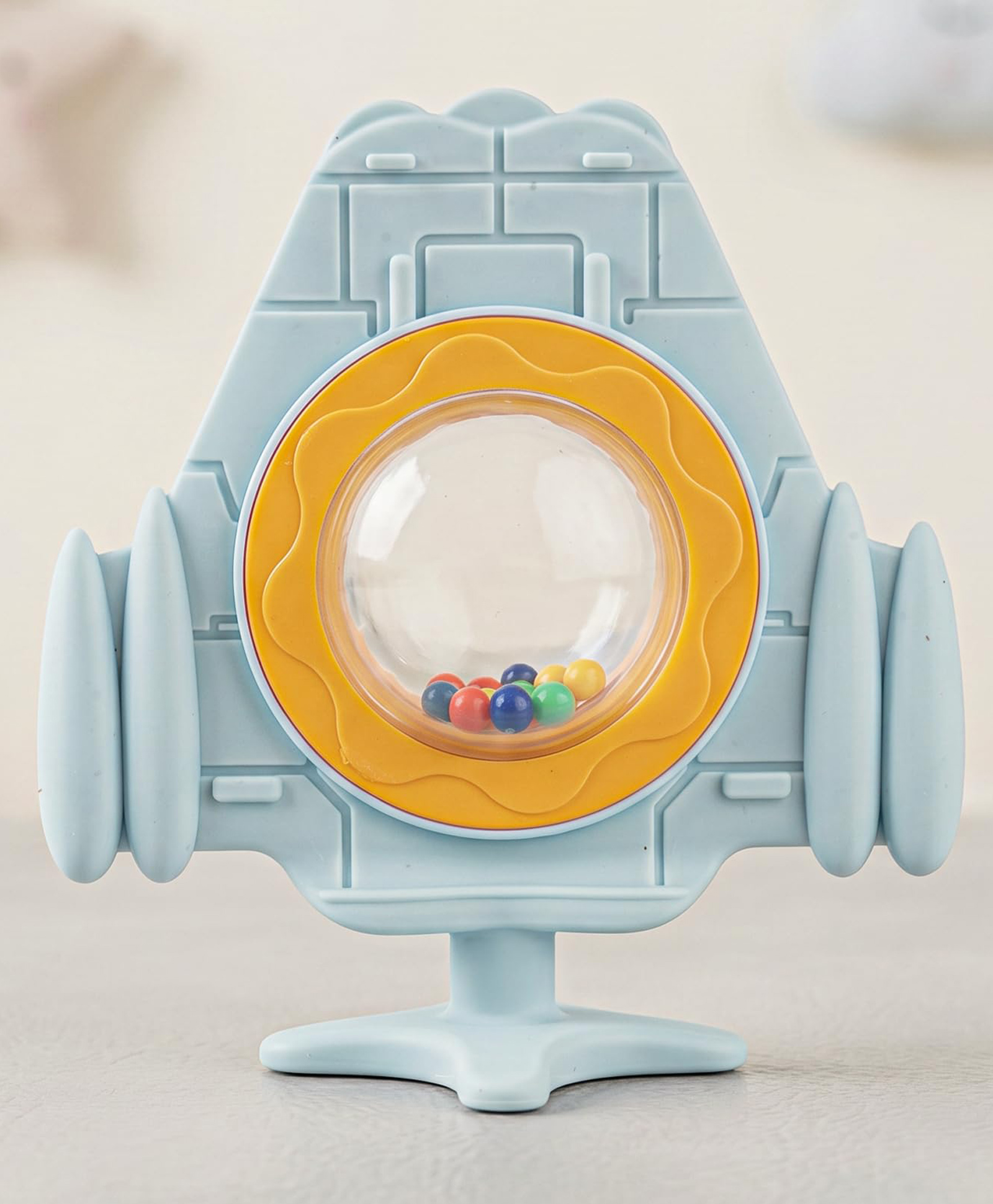 Baybee Silicone Teether for Baby, BPA Free 100% Food Grade Teether for Teething Babies Gums | Easy to Hold Grasp Chewing Teething Toy | Silicone Teether for Baby Infant (Rocket Blue)-image-14