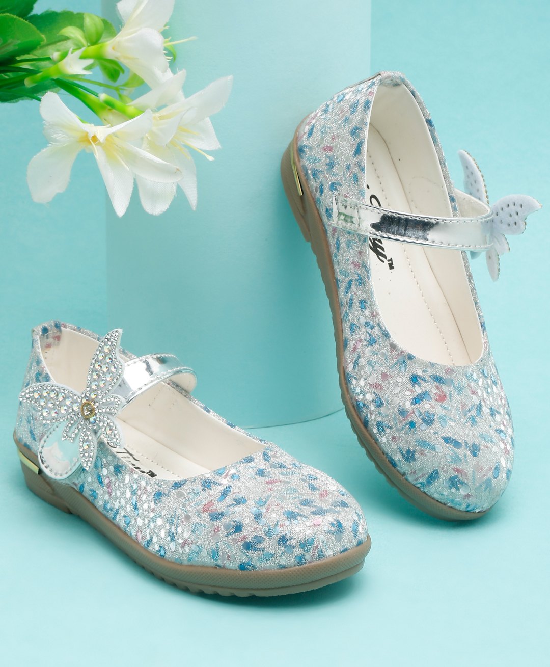 Tiny Bugs Butterfly Stone Applique Ballerinas - Blue-image-24