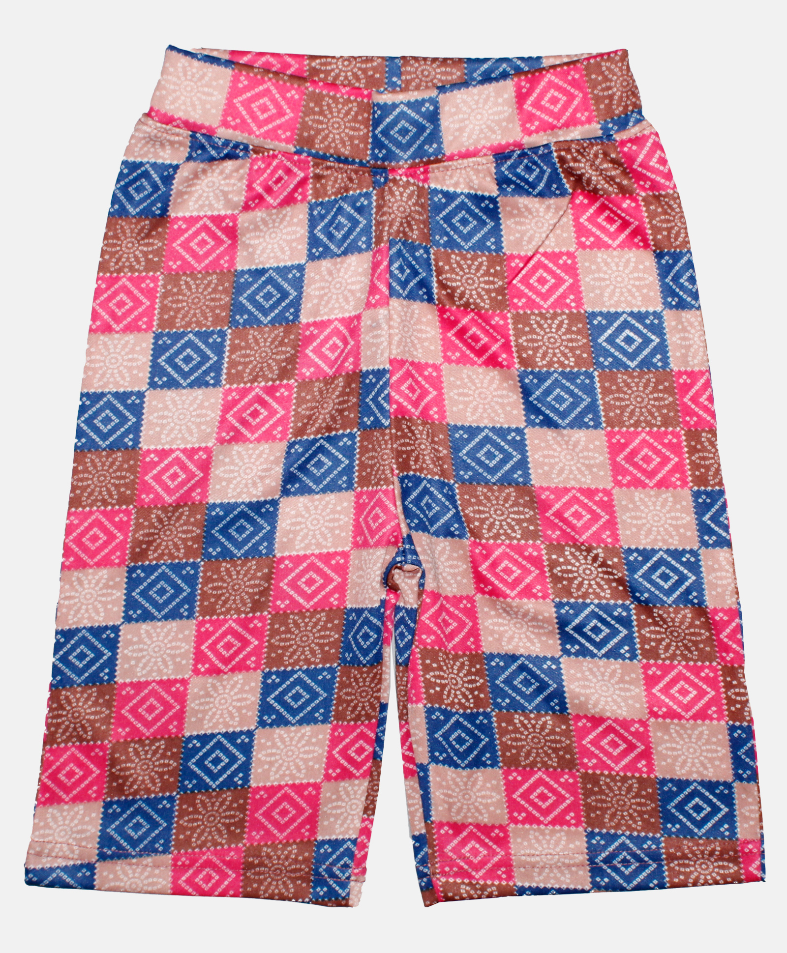 Kiddopanti Bandhej Block Design Cycling Shorts - Multi Colour-picture-12