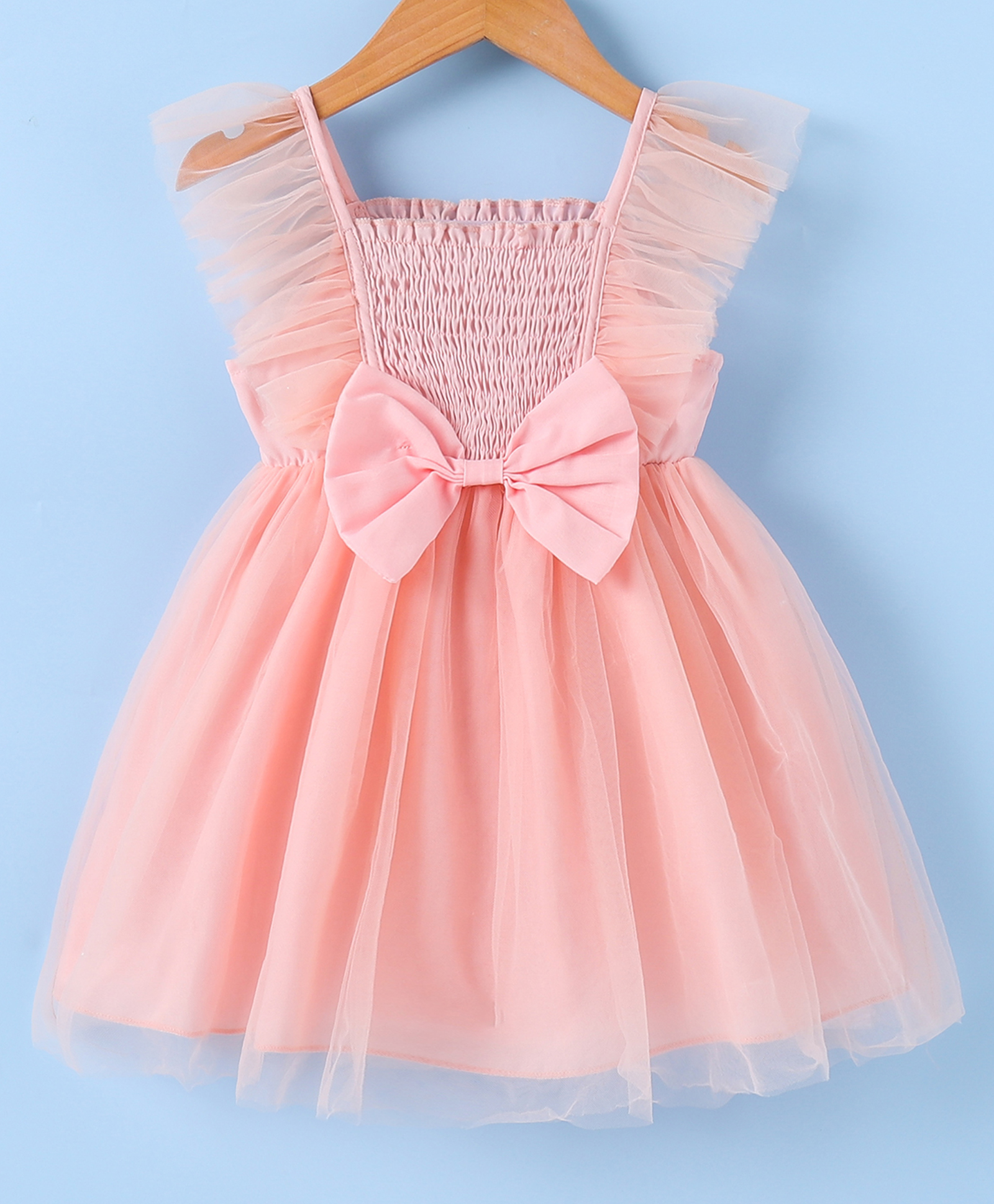 Kookie Kids Frill Sleeves Party Frock with Bow Applique - Pink-picture-25
