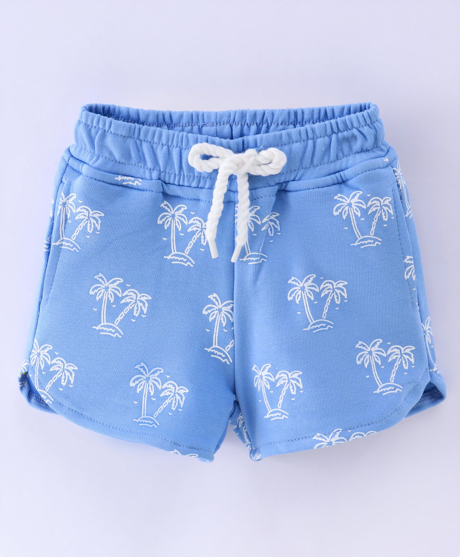 Little Kangaroos 100% Cotton Woven Shorts With Palm Tree Print - Blue-picture-36