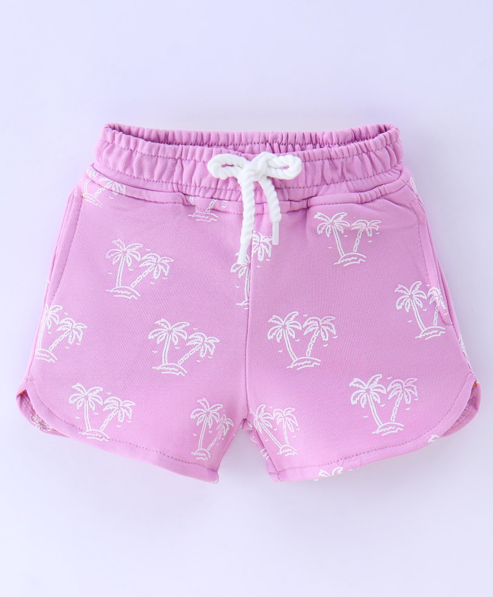 Little Kangaroos 100% Cotton Woven Shorts With Palm Tree Print - Purple-picture-38