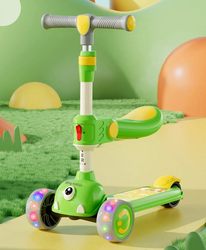 Play Nation  Kick 7 Stand Design  Scooter Wide Standing Deck & 3-Level Adjustable Handlebar - Green