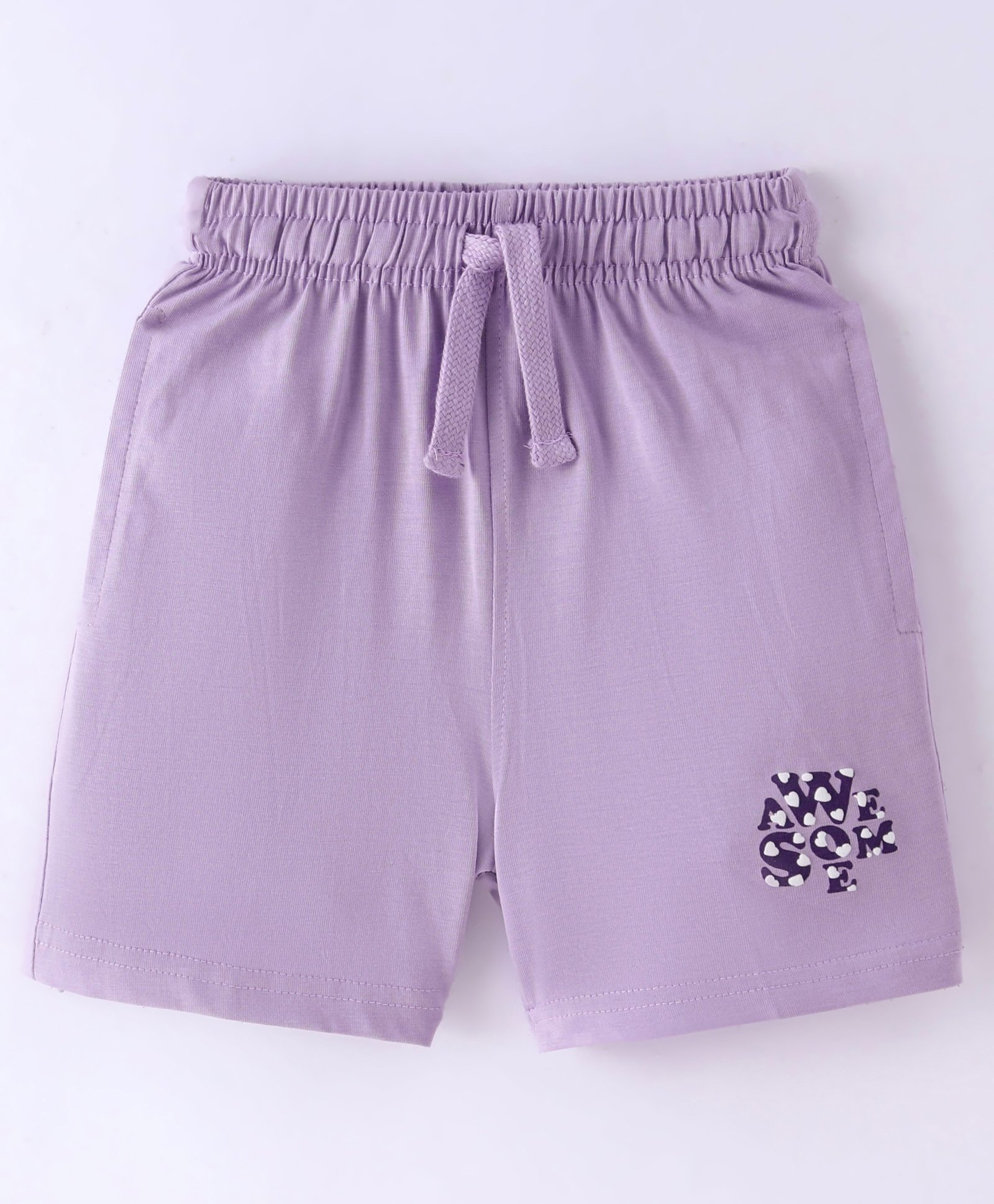 Doreme Single Jersey Knit Shorts With Text Print - Lilac-image-38