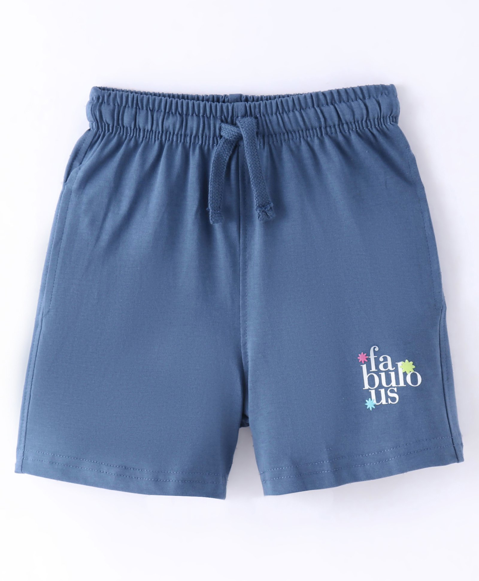 Doreme Single Jersey Knit Shorts With Text Print - Blue-image-49