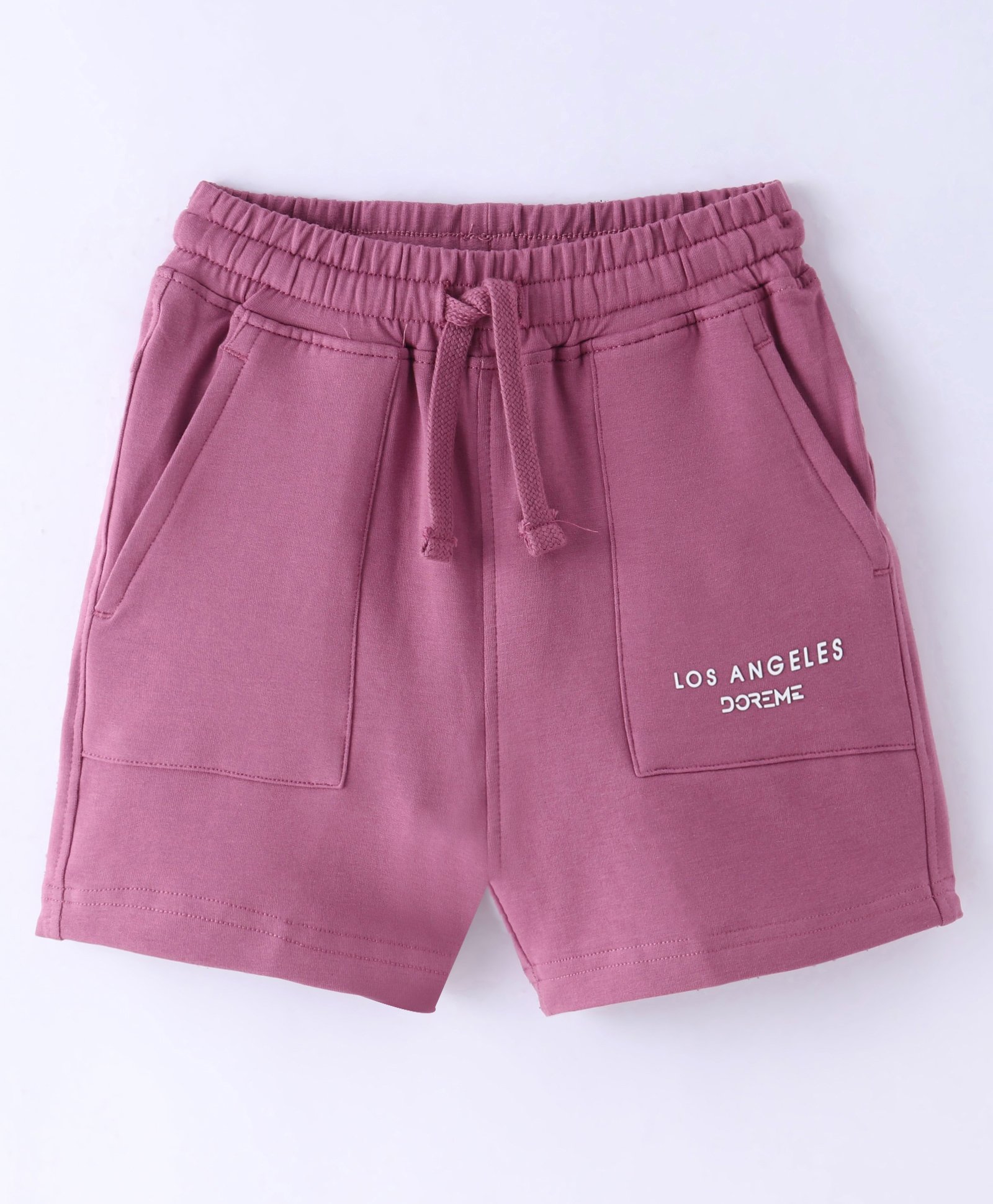 Doreme Single Jersey Knit Shorts With Text Print - Mauve-picture-27