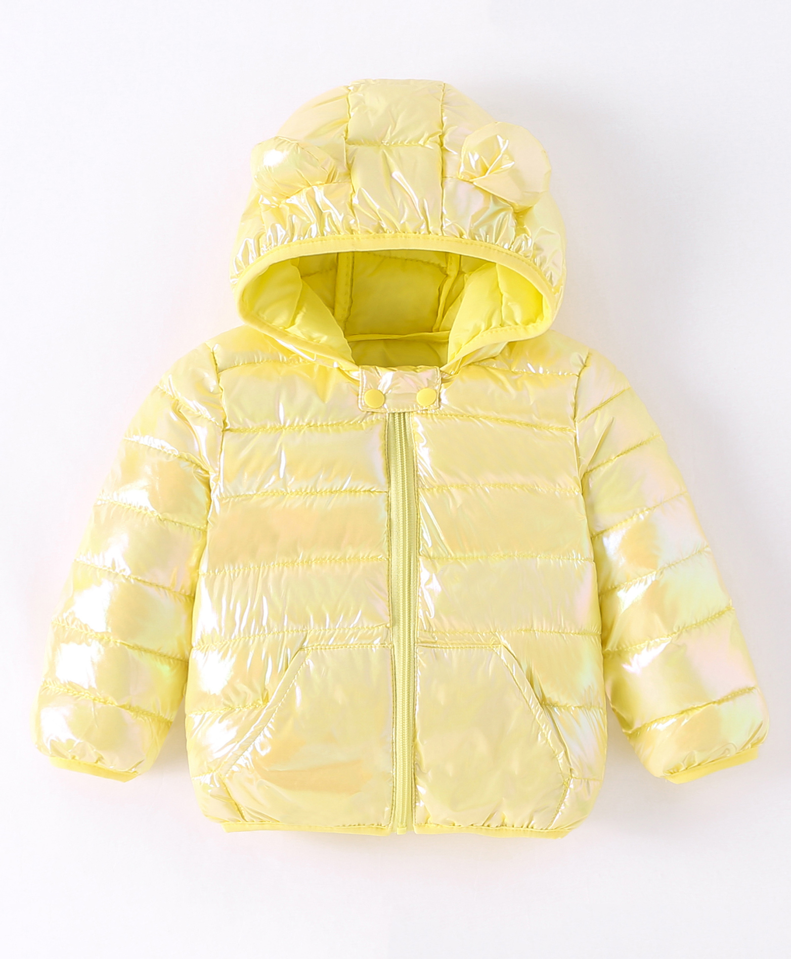 Kookie Kids Full Sleeves Padded Hoodie with Kangaroo Pockets -  Yellow-picture-39