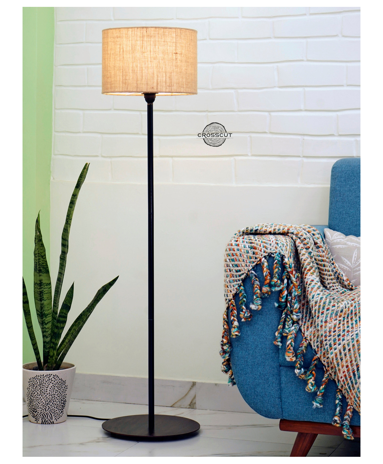 Crosscut Minimalist Design Floor Lamp (Natural Jute)-picture-13