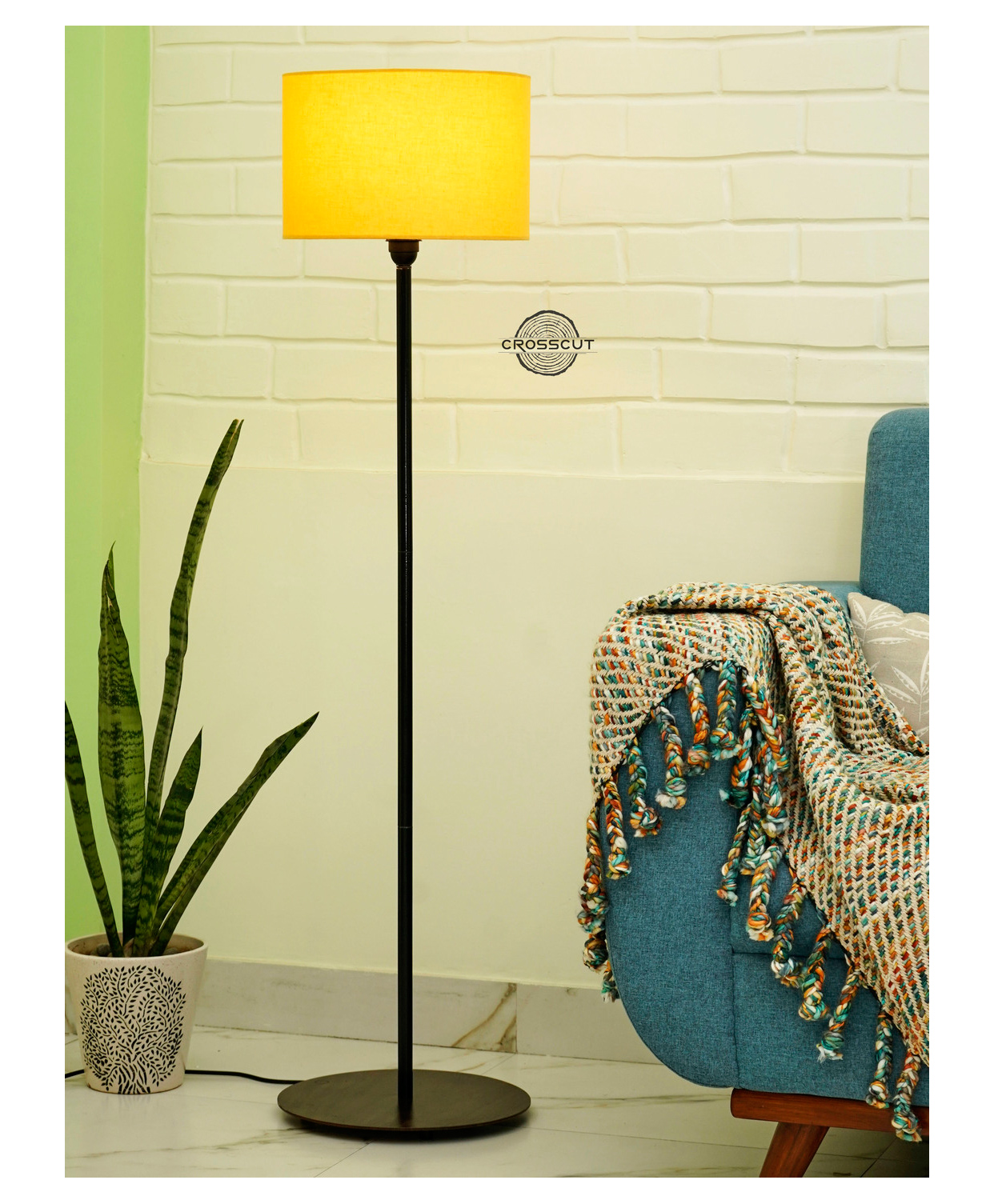 Crosscut Minimalist Design Floor Lamp (Fresh Yellow)-image-1