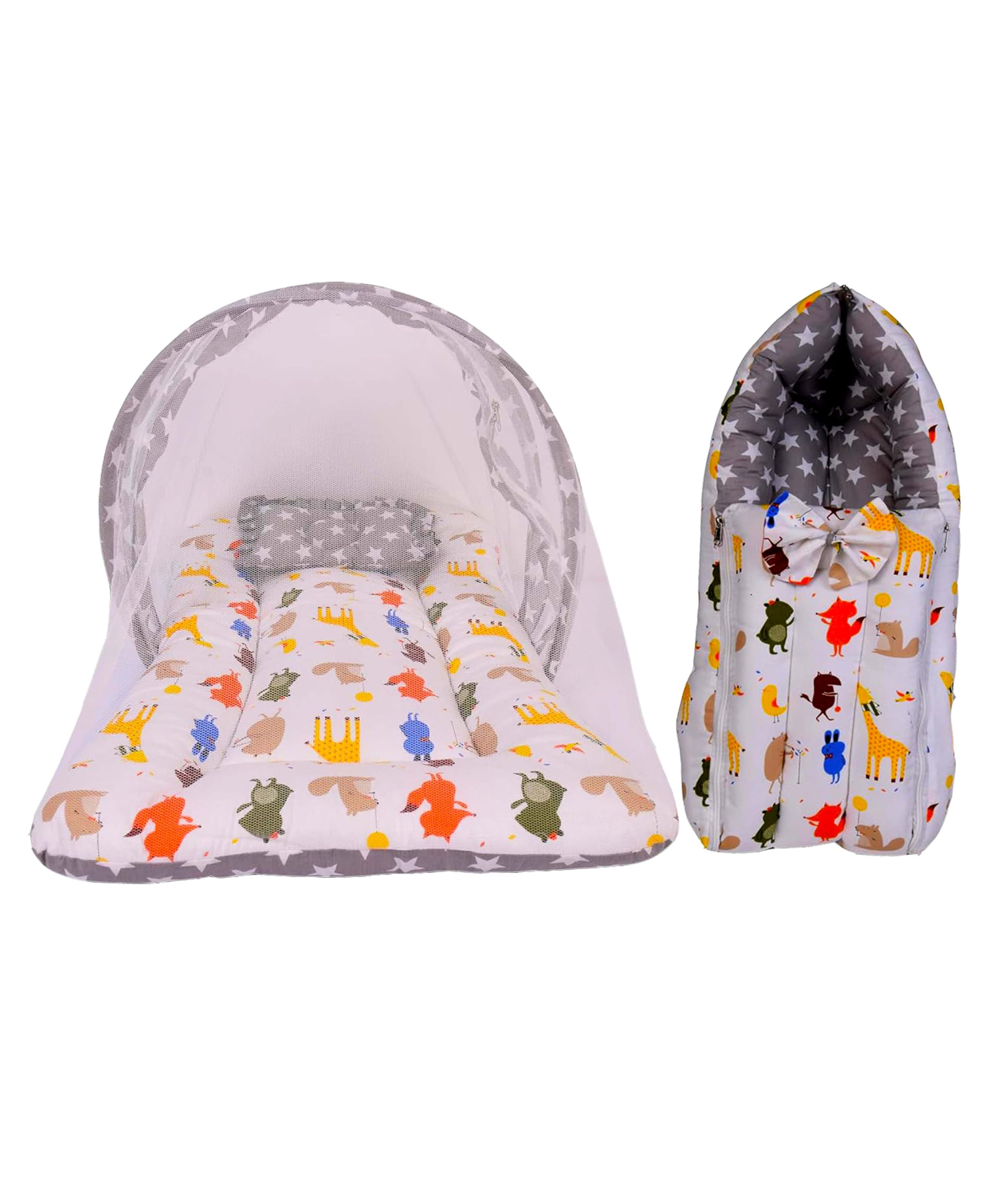 Babytoons Baby Gift Pack Set Mattress with Net & Sleeping Bag (Grey, 0-12 Months)-picture-12