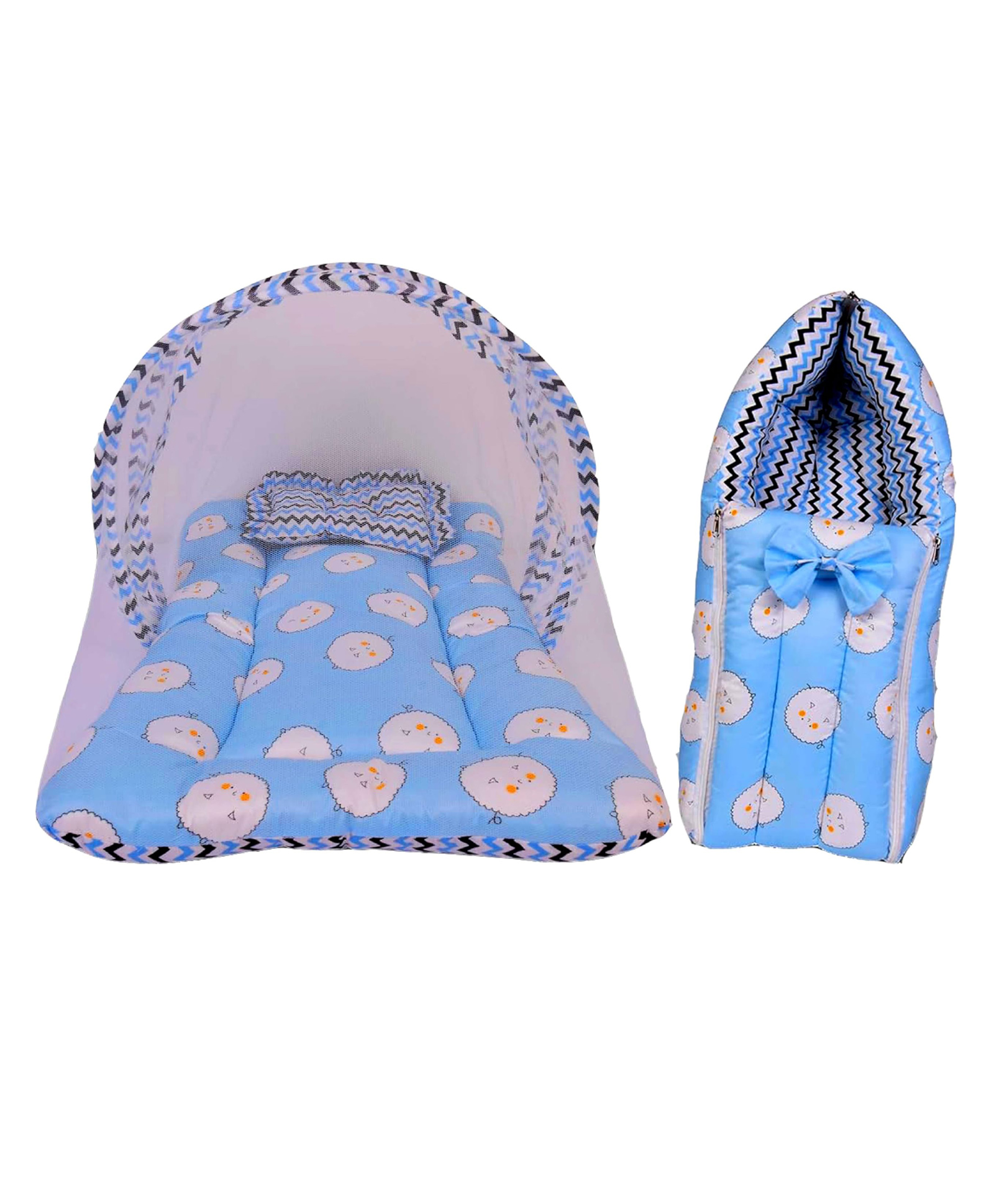 Babytoons Combo of Unisex Baby Sleeping Bag and Baby Sleeping Mattress with Net (Blue, 0-12 Months)-picture-9
