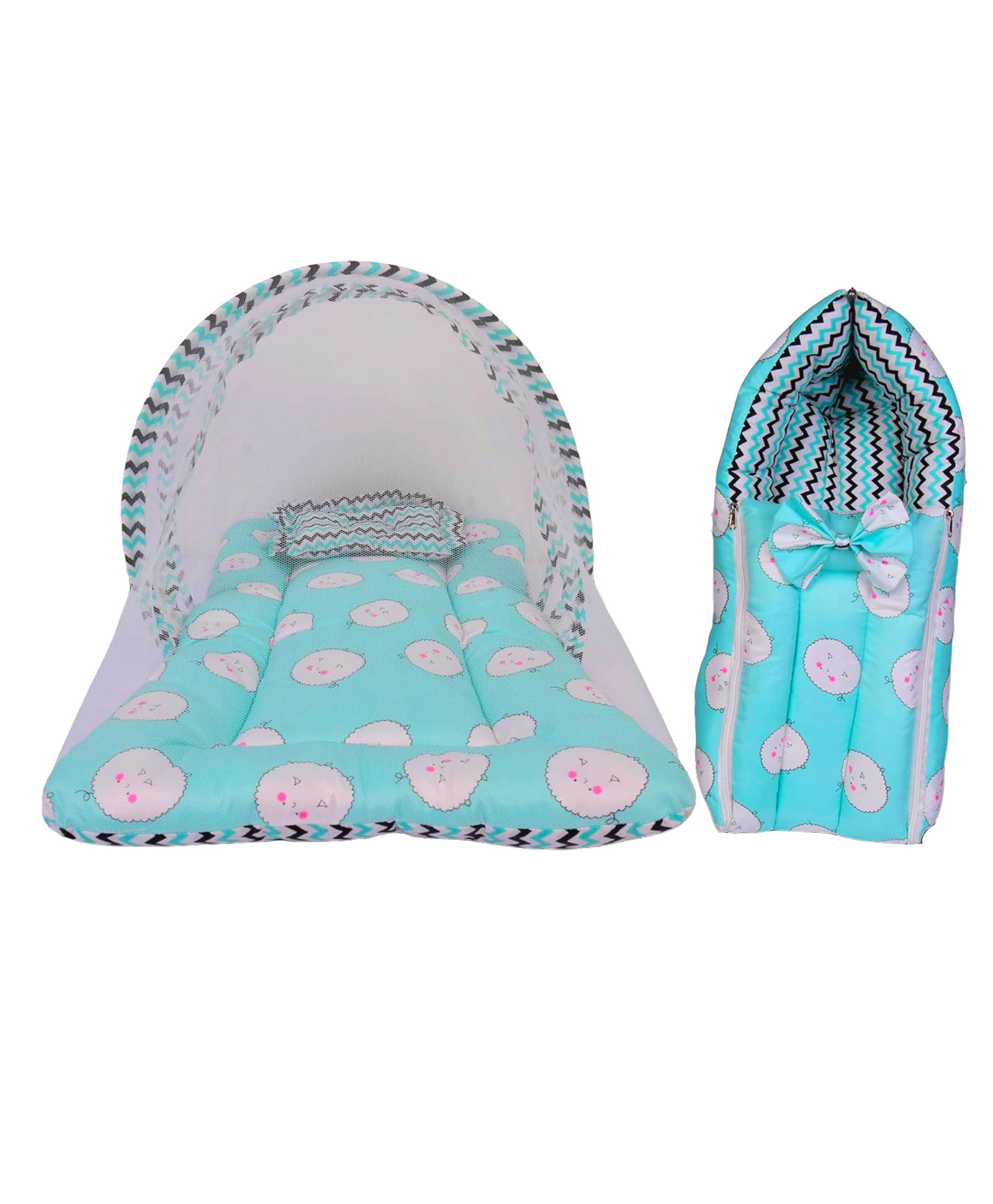 Babytoons Combo of Unisex Baby Sleeping Bag and Baby Sleeping Mattress with Net (Green, 0-12 Months)-picture-8