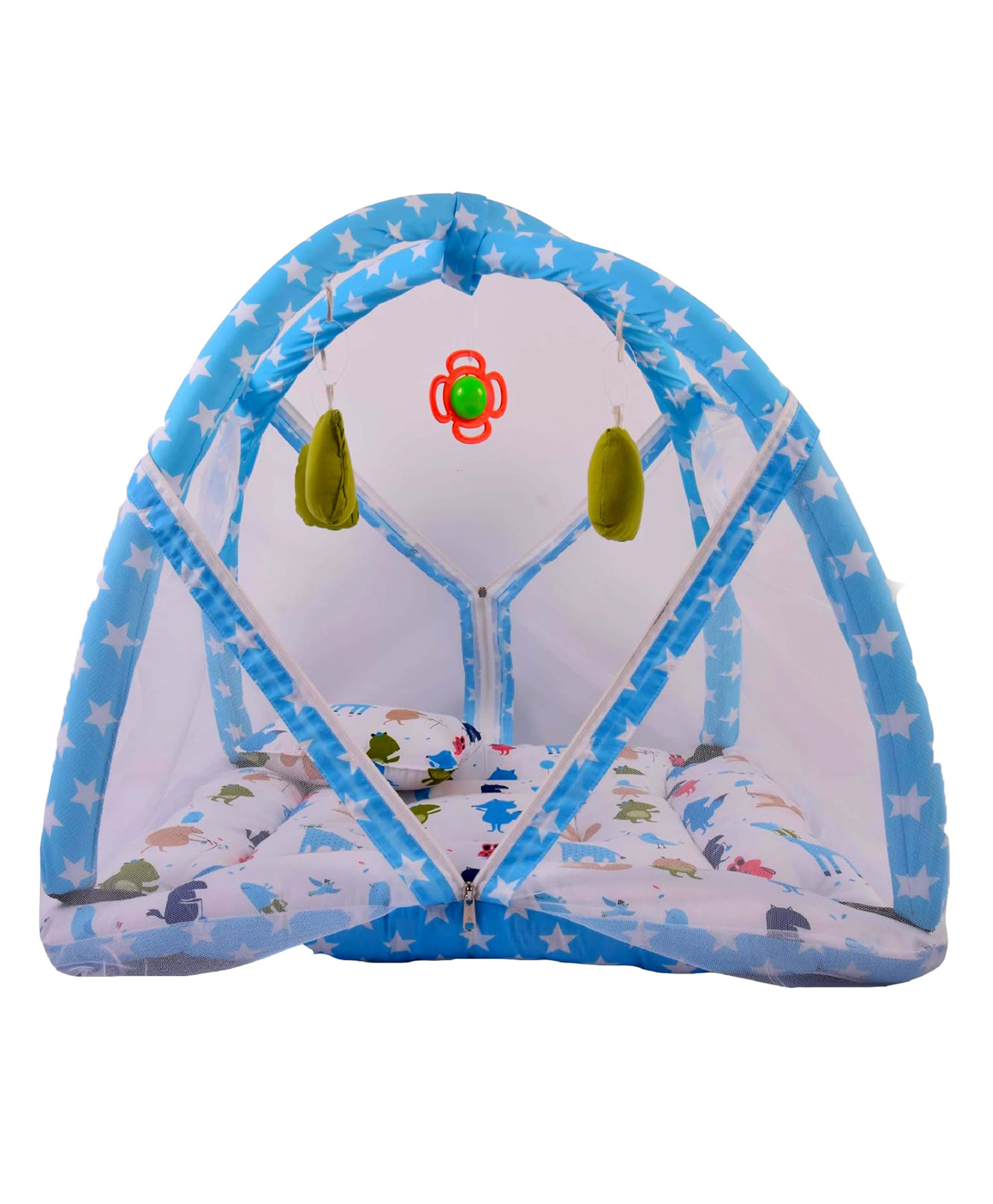 Babytoons Baby Bedding Set/Mattress Set with Mosquito Net and Baby Play Gym (Blue, 0-12 Months)-picture-15