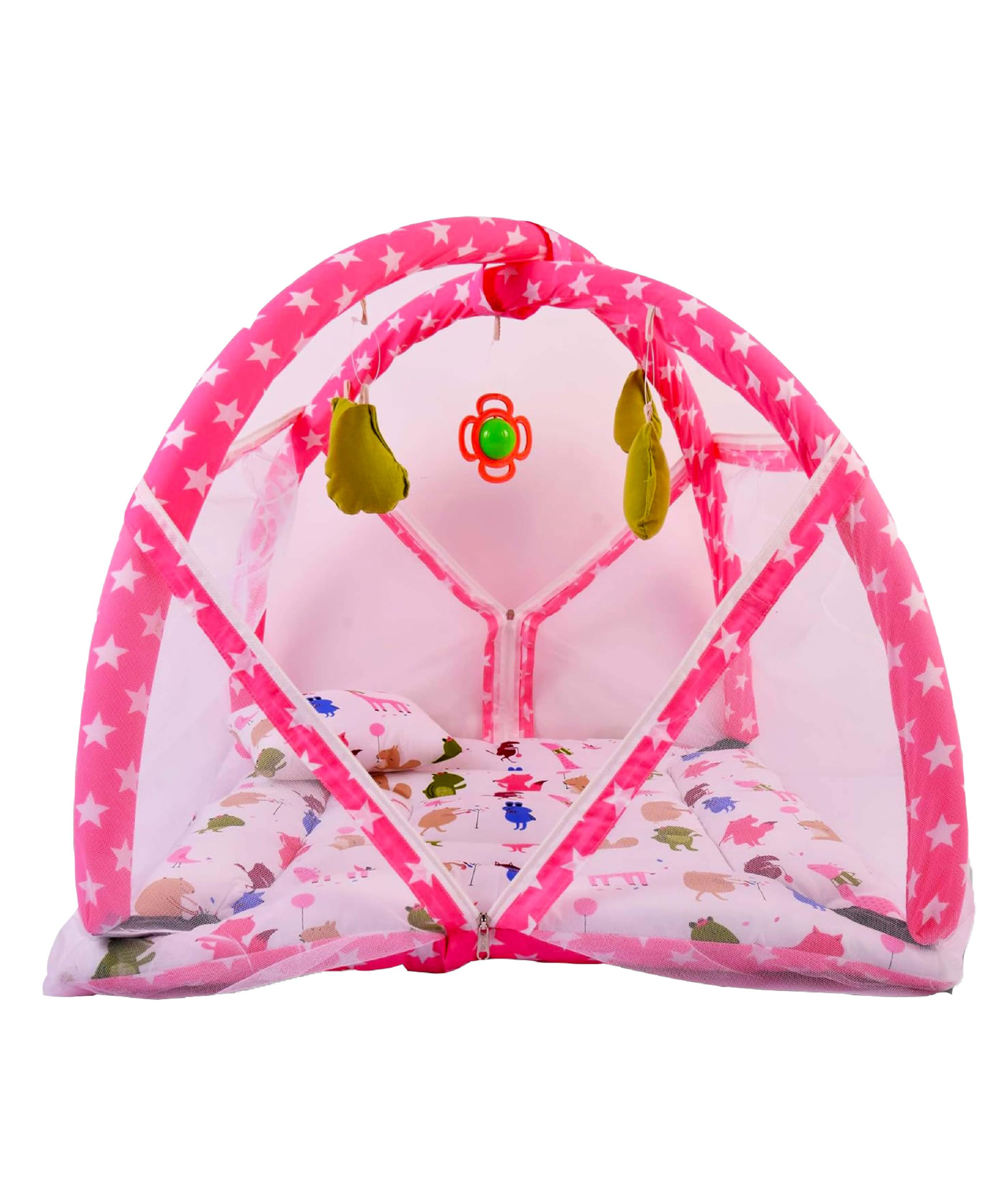 Babytoons Baby Bedding Set/Mattress Set with Mosquito Net and Baby Play Gym (Pink, 0-12 Months)-picture-14