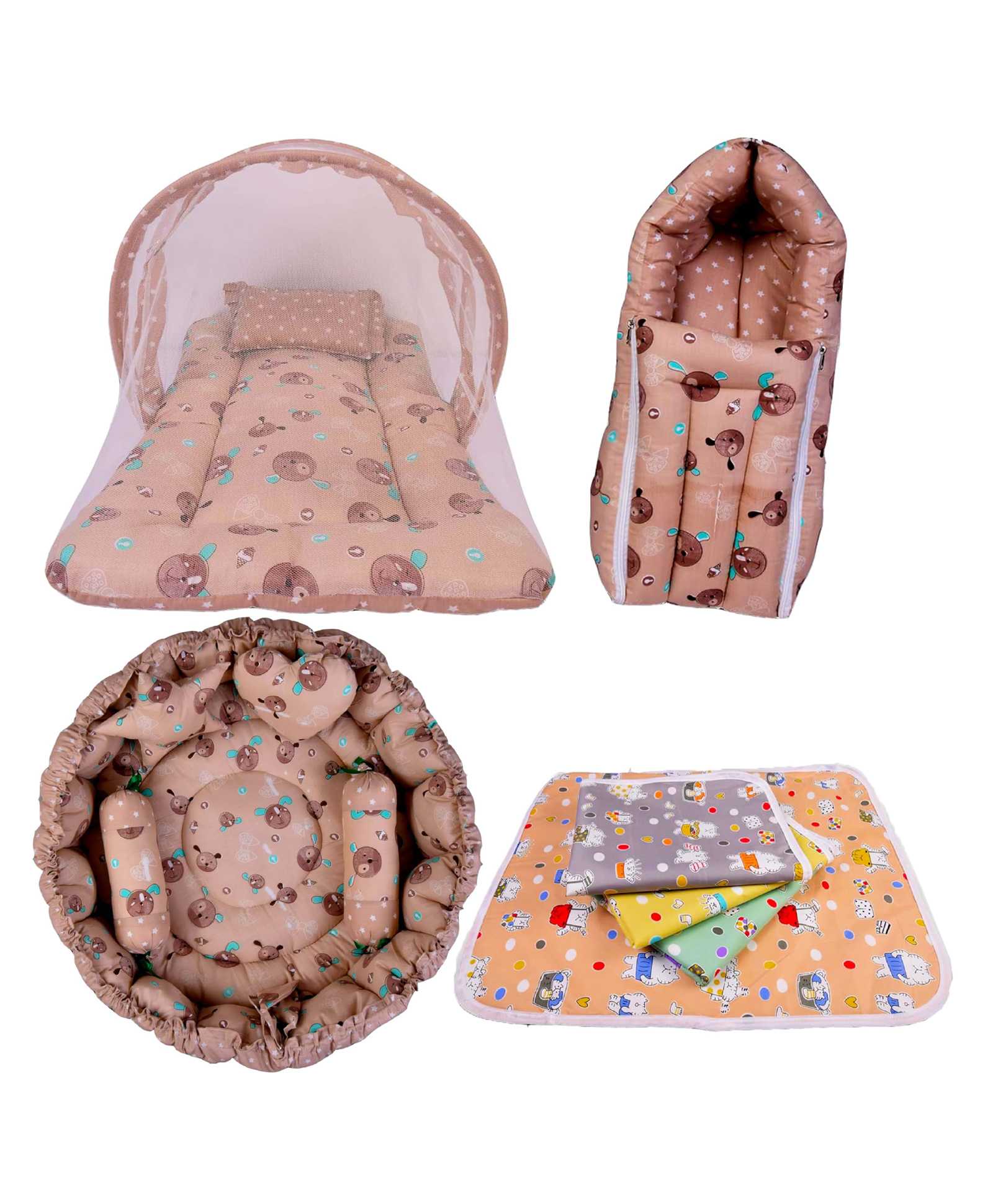 Babytoons Unisex New Born Baby Luxury Pure Cotton Premium Bedding Set (Brown, 0-12 Months)-picture-30