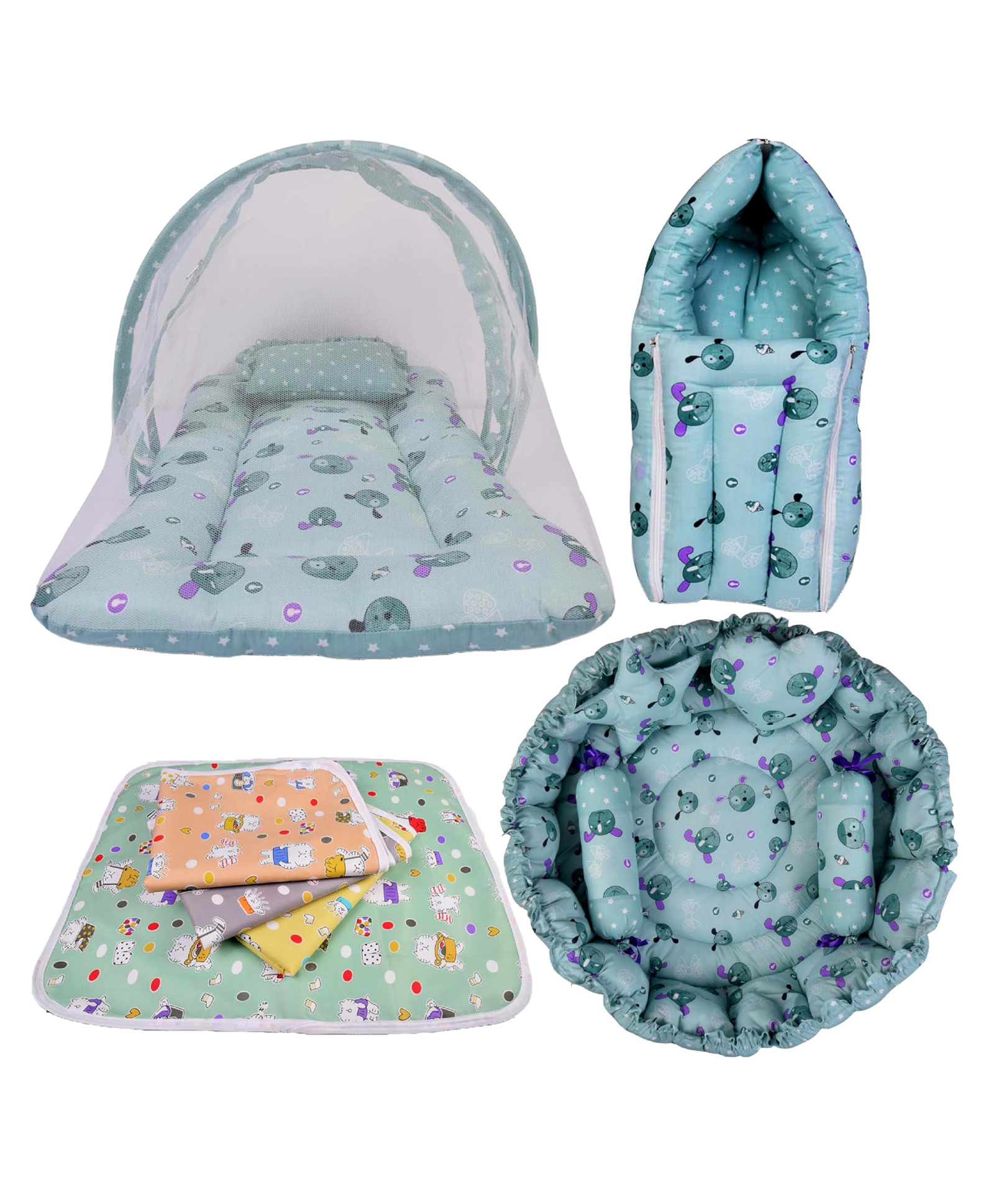 Babytoons Unisex New Born Baby Luxury Pure Cotton Premium Bedding Set (Green, 0-12 Months)-image-14
