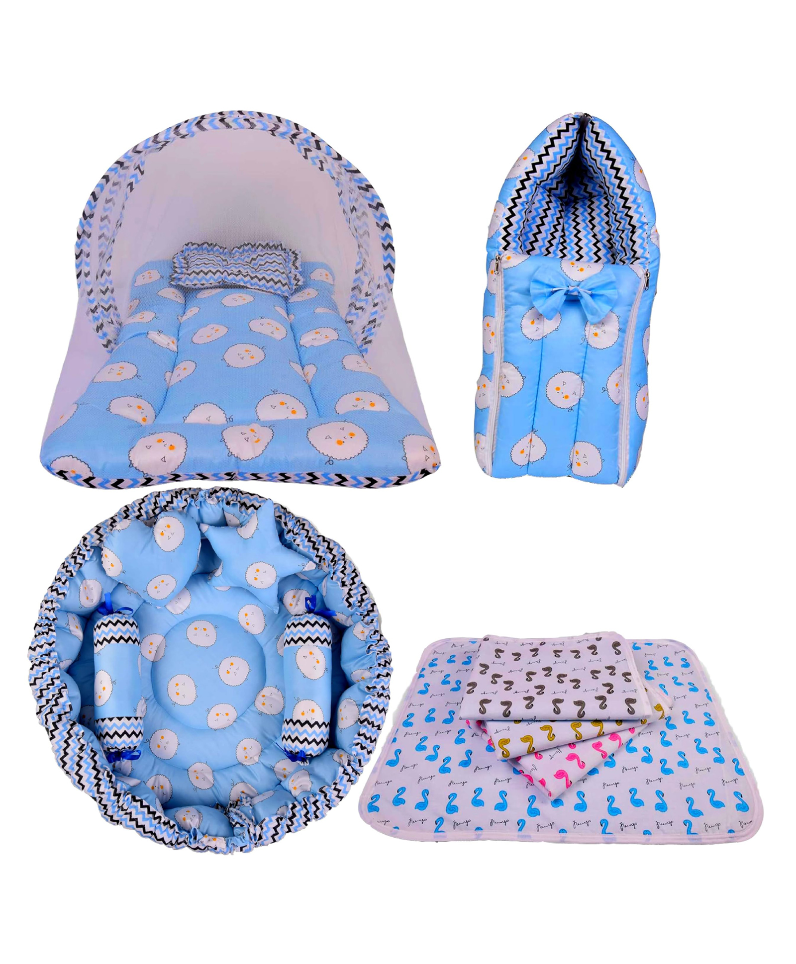 Babytoons Baby Beds Combo Pack of Infants Bedding Gift Pack Set for Baby Boys and Baby Girls (Blue, 0-12 Months)-image-31