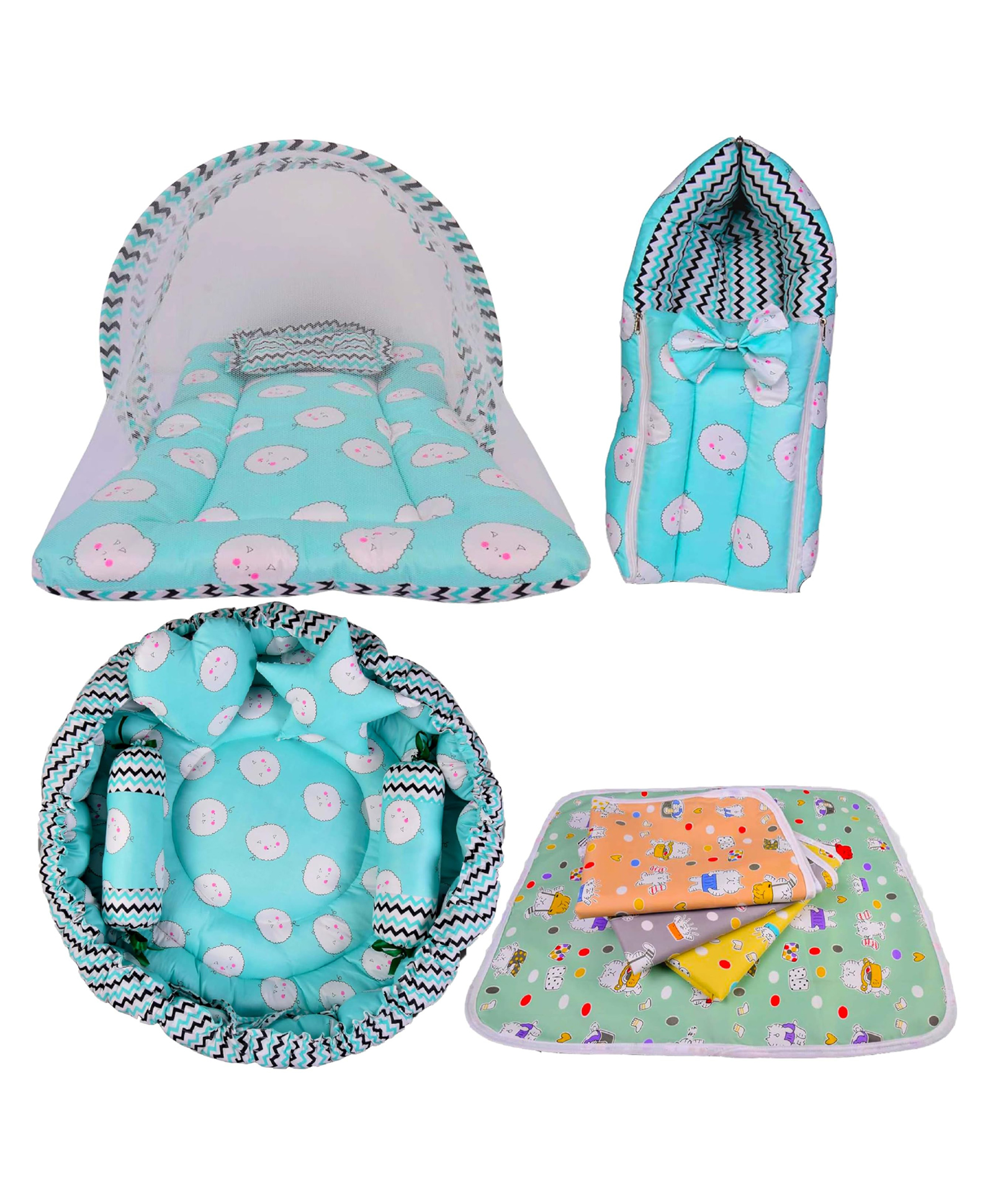 Babytoons Baby Beds Combo Pack of Infants Bedding Gift Pack Set for Baby Boys and Baby Girls (Green, 0-12 Months)-picture-35