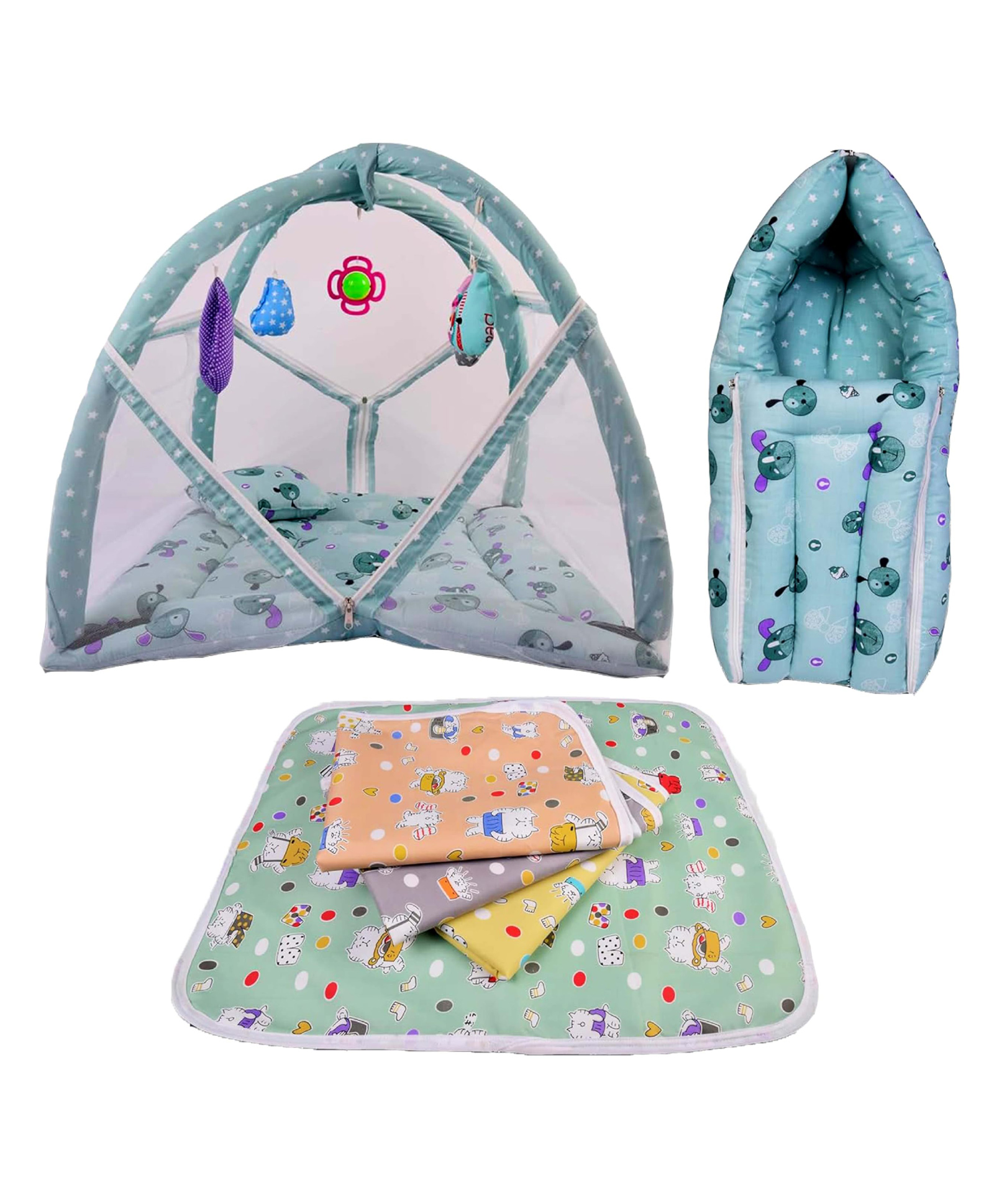 Babytoons New Born Baby Girl's and Baby Boy's Cotton Sleeping Essential Luxury Bedding Set (Green, 0-12 Months)-picture-33