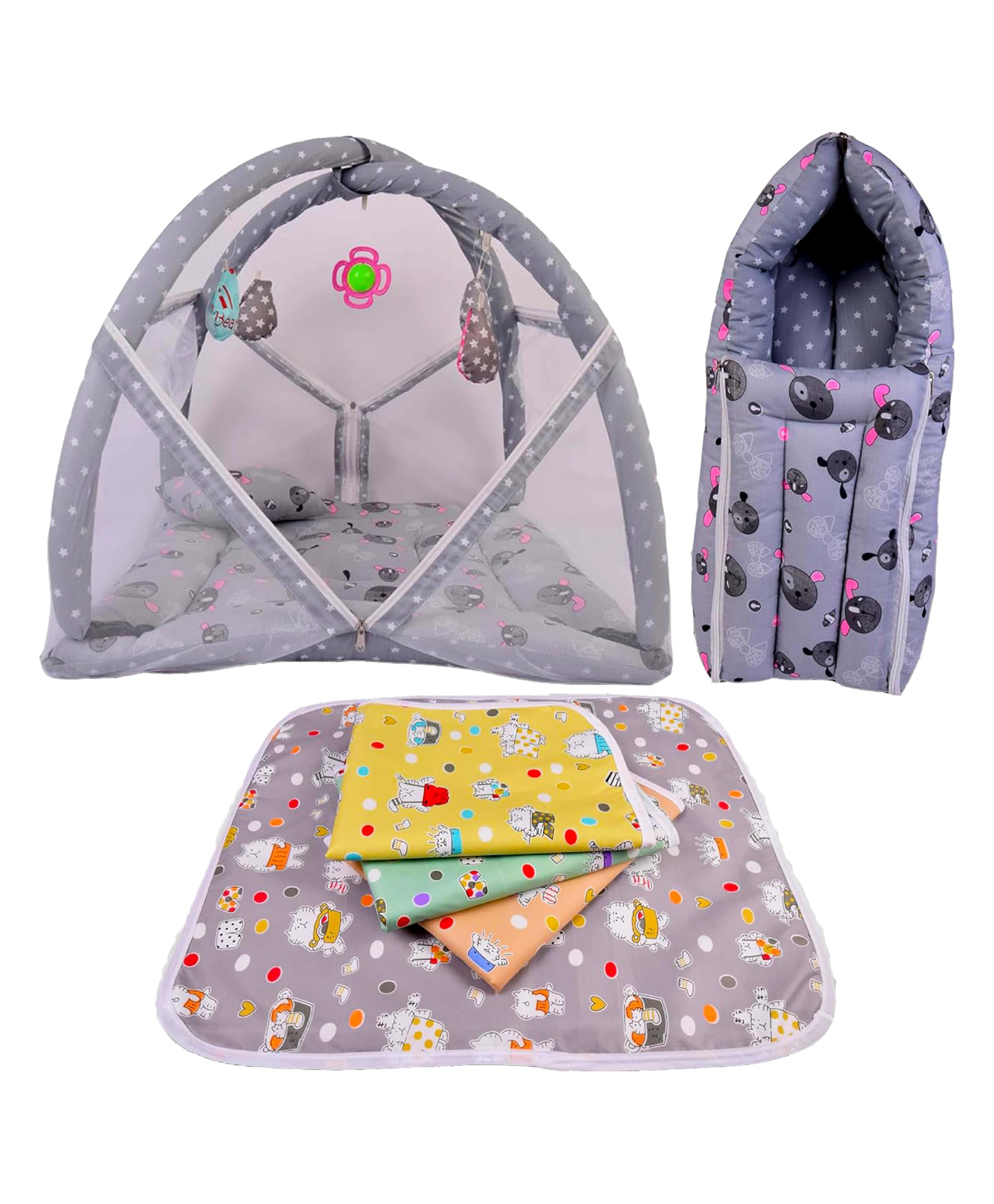 Babytoons New Born Baby Girl's and Baby Boy's Cotton Sleeping Essential Luxury Bedding Set (Grey, 0-12 Months)-image-42