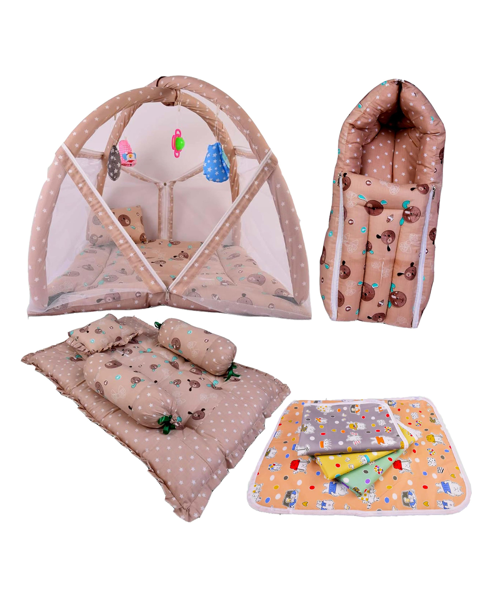 Babytoons Baby Bedding Set Combo Premium Sleeping Essential Items for Unisex Infants(Brown, 0-12 Months)-picture-21