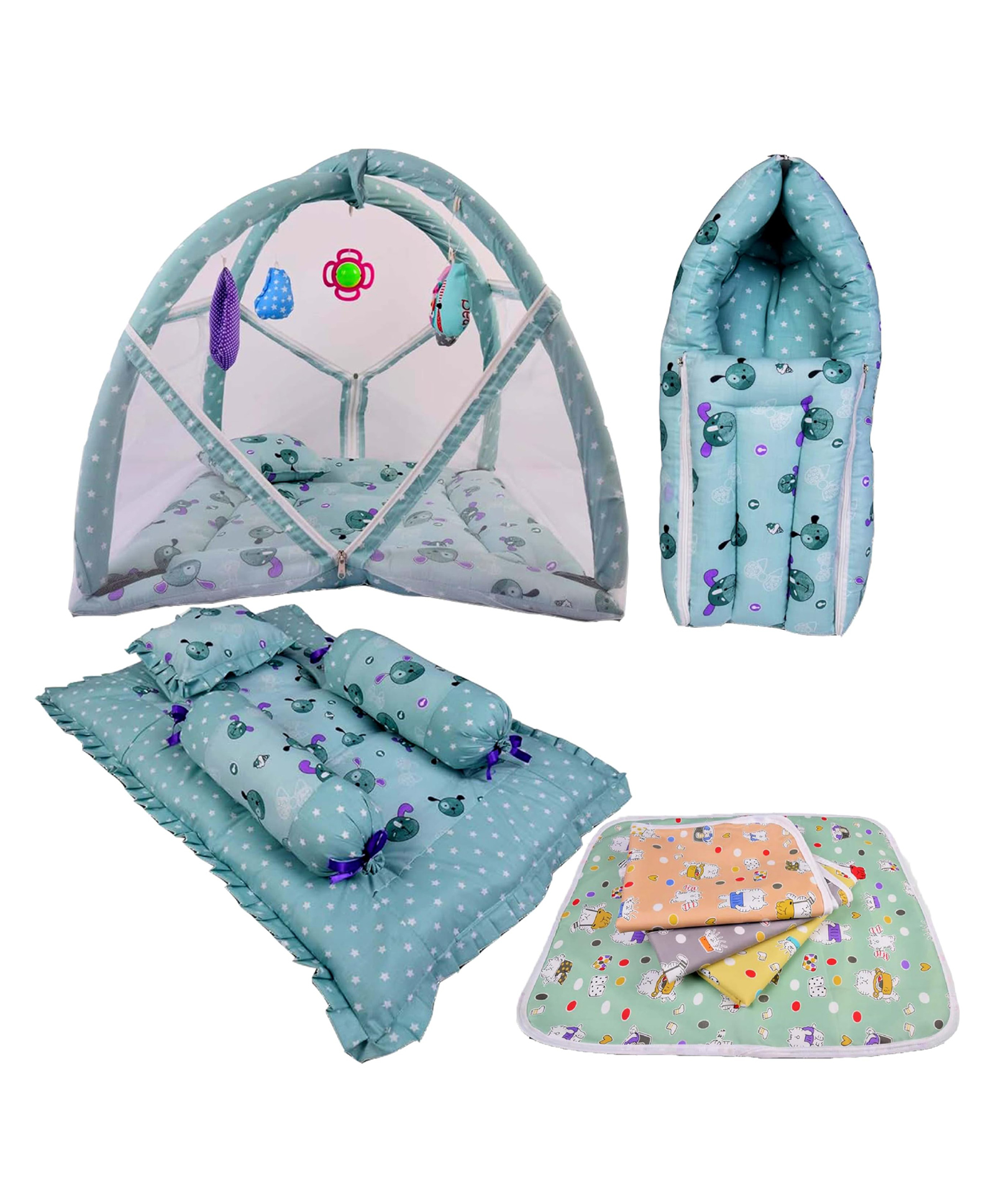 Babytoons Baby Bedding Set Combo Premium Sleeping Essential Items for Unisex Infants(Green, 0-12 Months)-picture-22