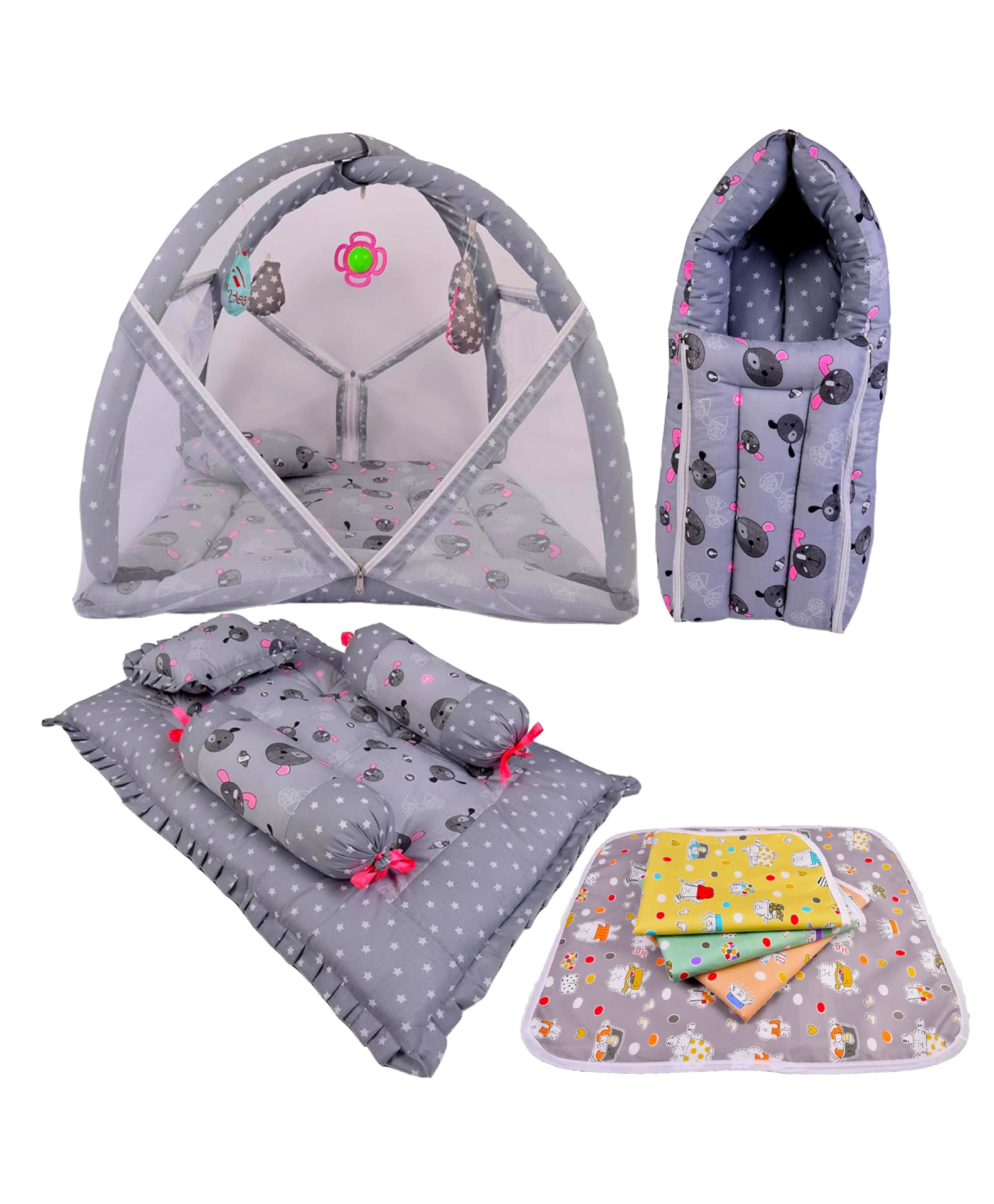 Babytoons Baby Bedding Set Combo Premium Sleeping Essential Items for Unisex Infants(Grey, 0-12 Months)-image-44