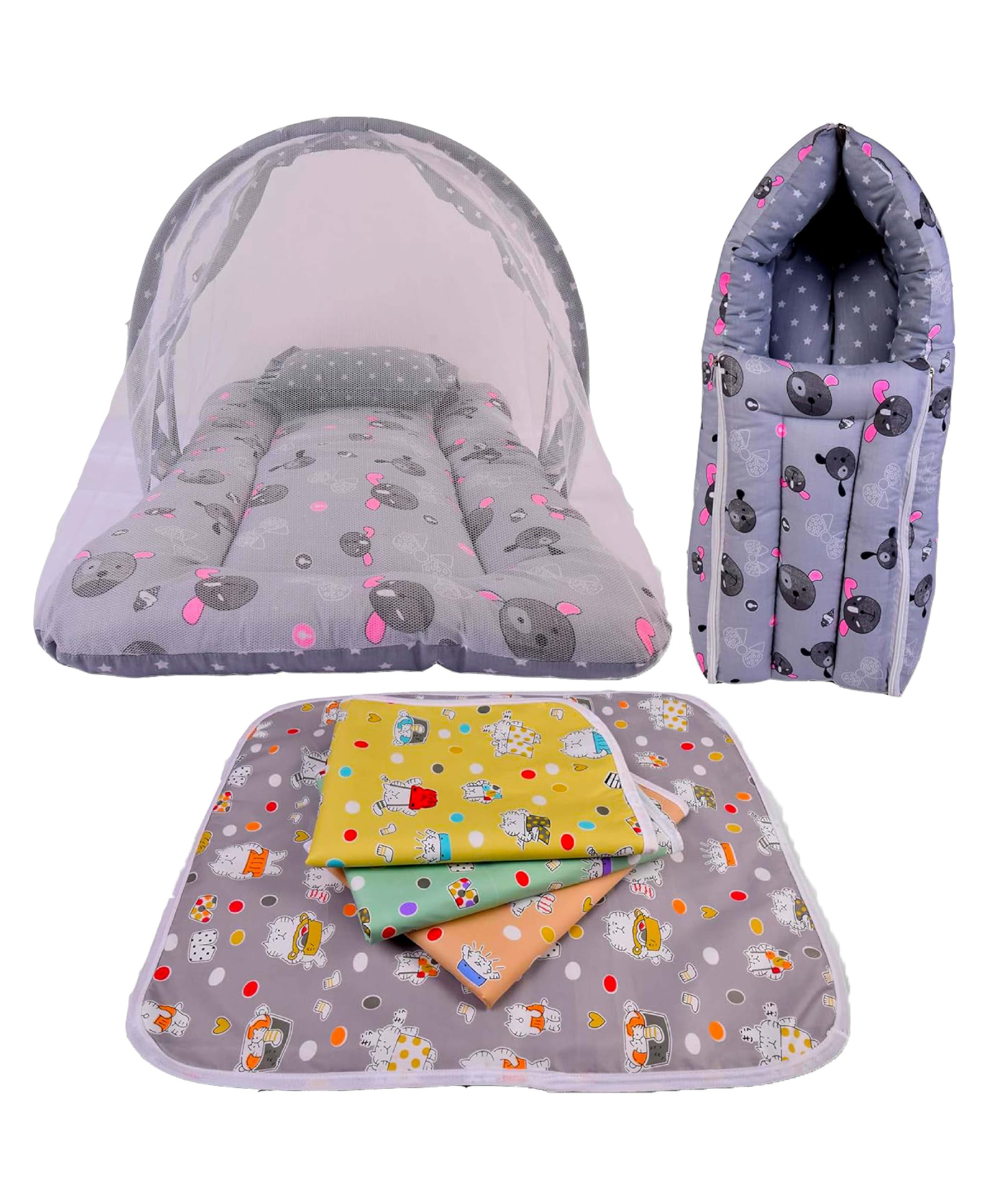 Babytoons New Born Baby Bedding Set Combo Permium Sleeping Essential Items for Unisex Babies (Grey, 0-12 Months)-picture-13