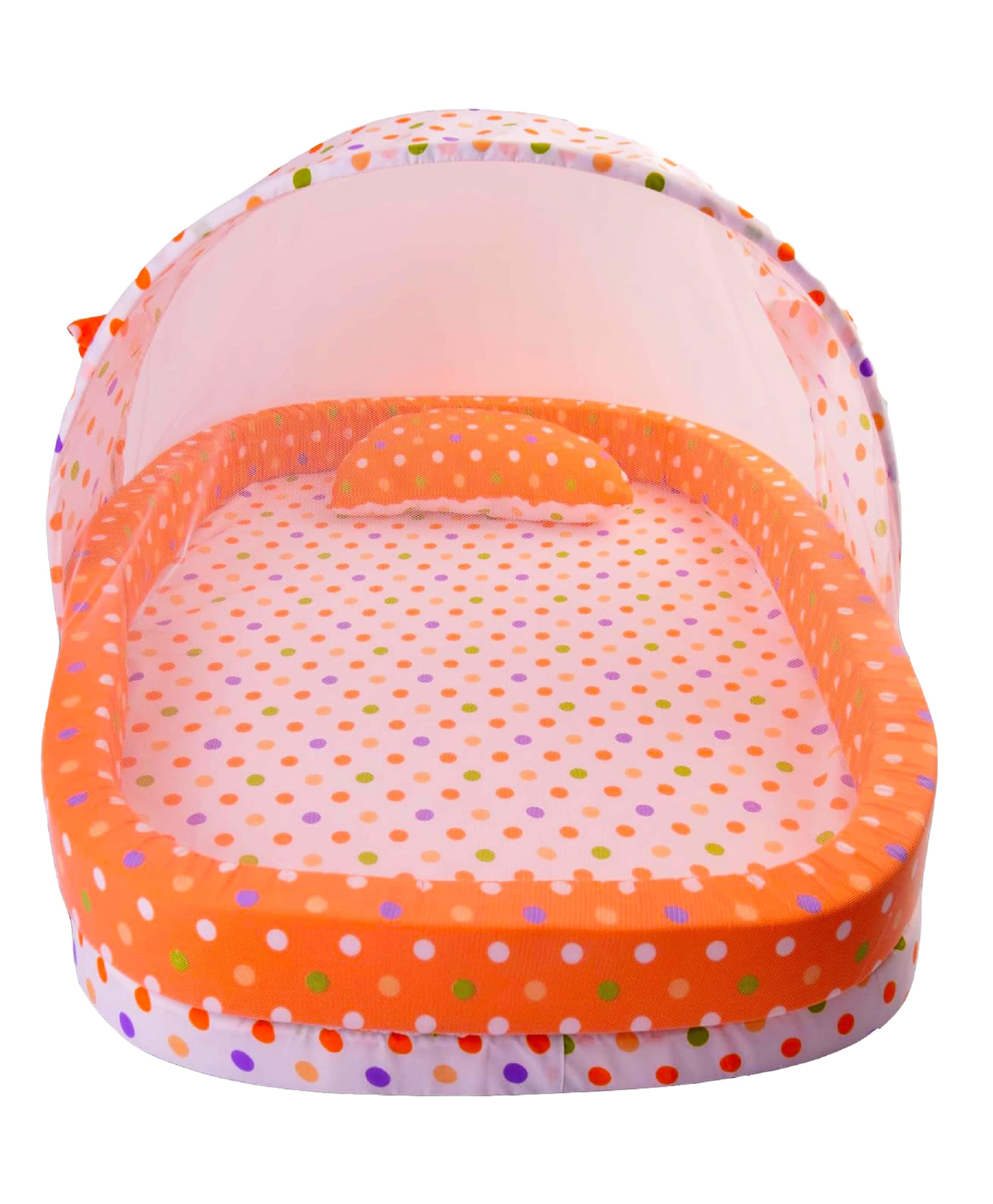 Babytoons Baby Bedding Set Cotton Bed With Mosquito Net And Bumper Guard (0-12 Months) Orange-picture-28