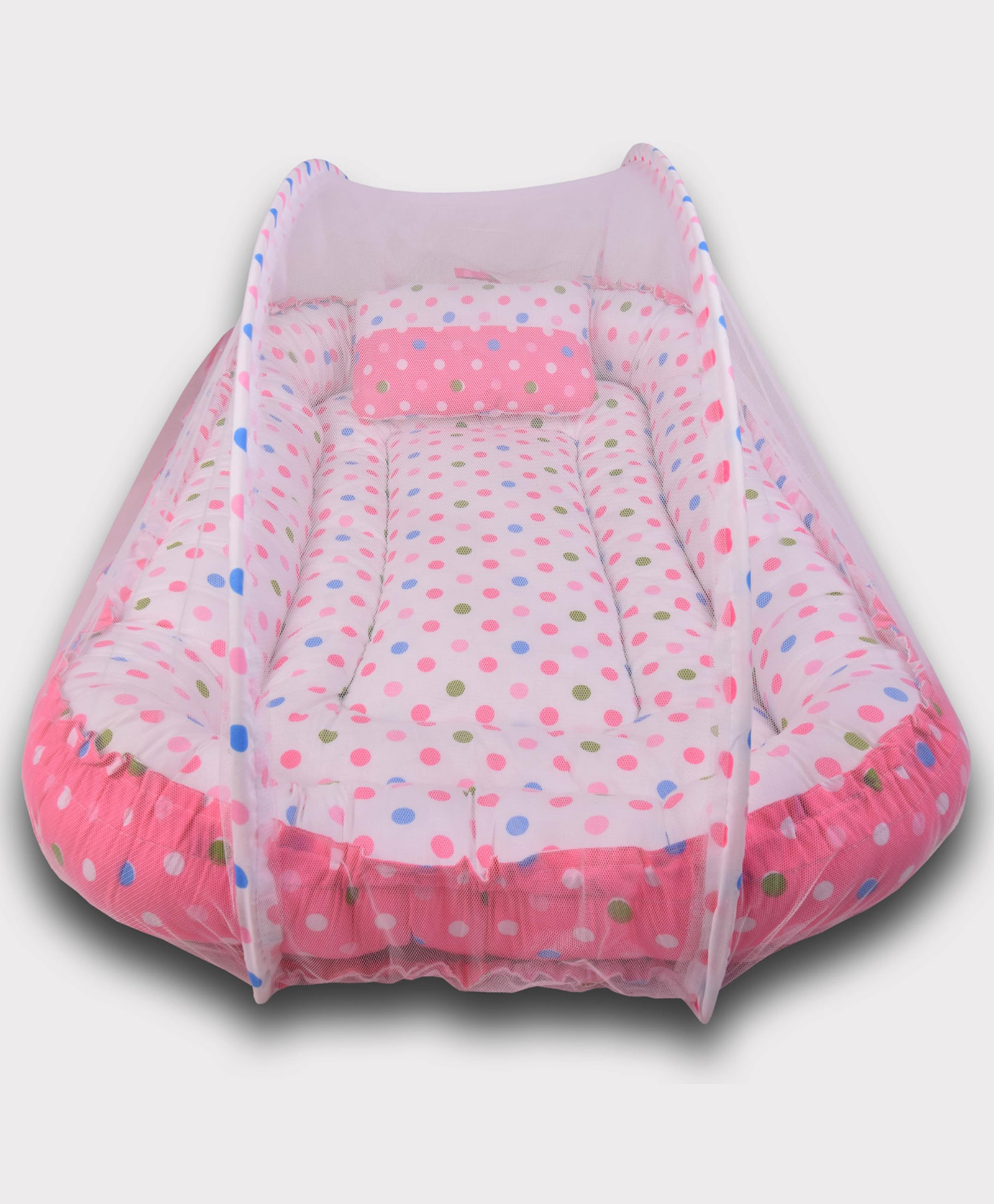 Babytoons Baby Bedding Set For New Born Bed Mattress With Mosquito Net & Neck Pillow Sleeping Nest Travel Bed For Baby Infant Toddler (0-12 Months) Pink-picture-35