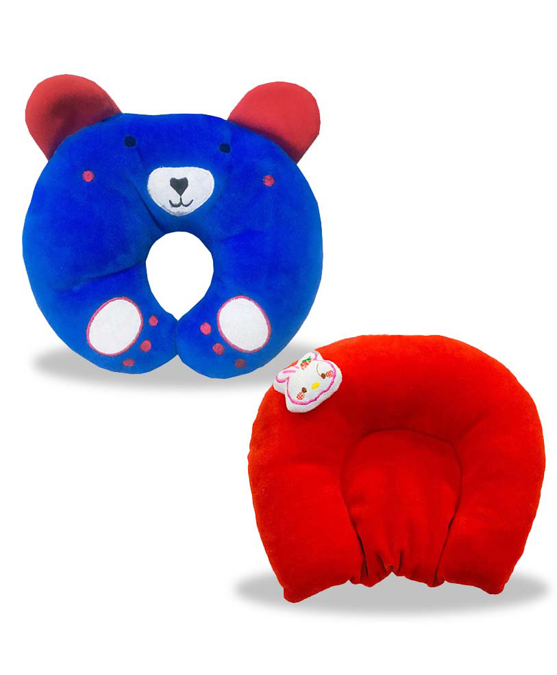 Chinmay Kids Mustard Seeds, Polyester Fibre Animals Baby Pillow Pack of 2 Blue, Red-image-19