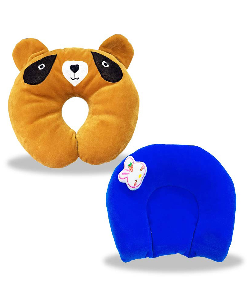 Chinmay Kids Mustard Seeds, Polyester Fibre Animals Baby Pillow Pack of 2 Brown, Blue-image-27
