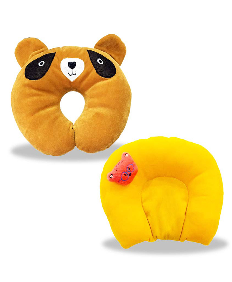 Chinmay Kids Mustard Seeds, Polyester Fibre Animals Baby Pillow Pack of 2 Brown, Yellow-image-48