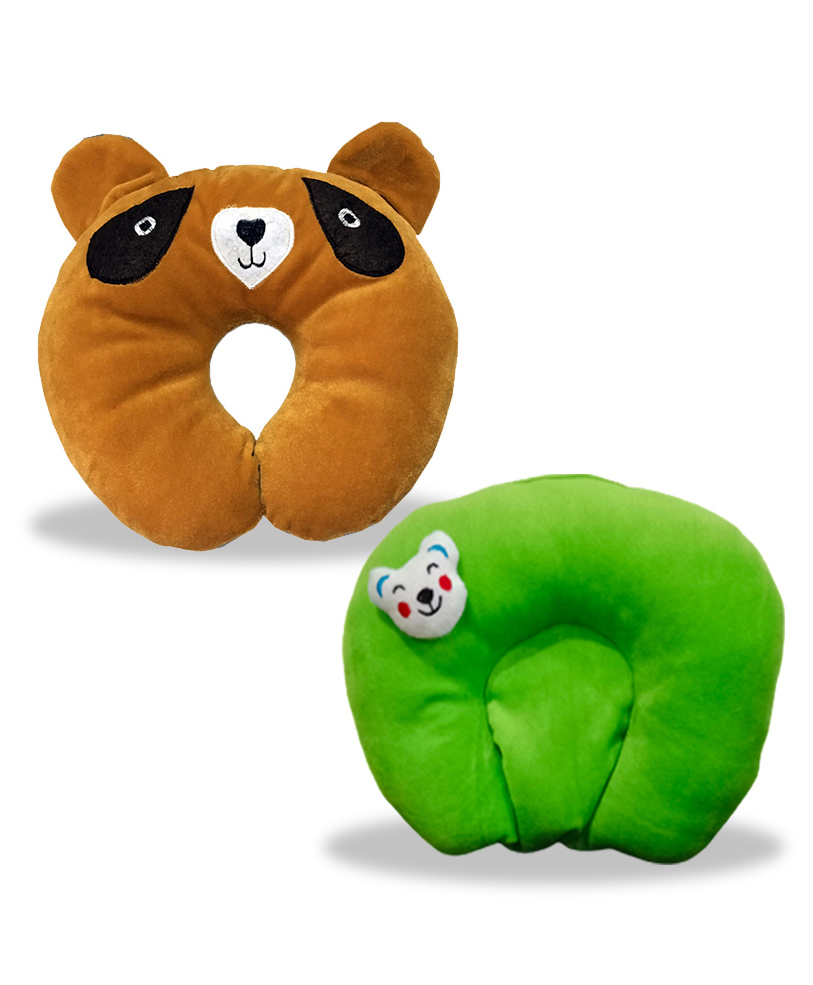 Chinmay Kids Mustard Seeds, Polyester Fibre Animals Baby Pillow Pack of 2 Brown, Green-image-23