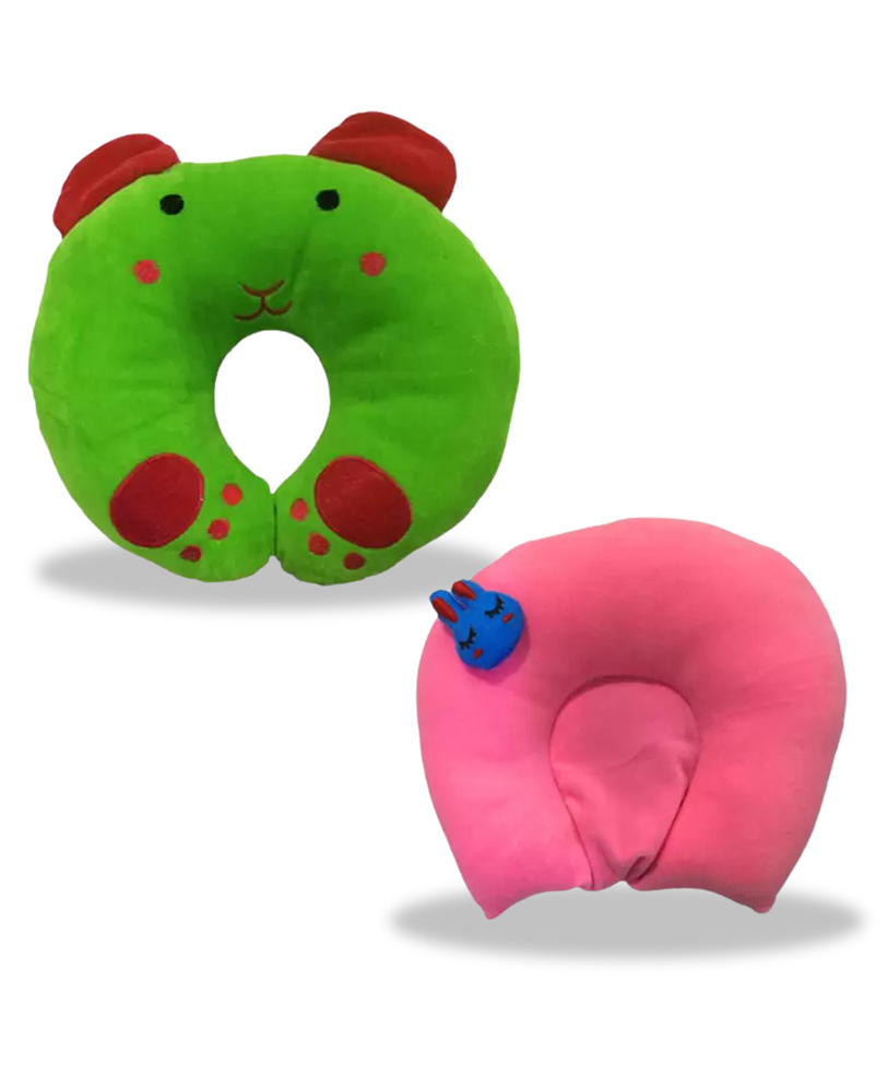 Chinmay Kids Mustard Seeds, Polyester Fibre Animals Baby Pillow Pack of 2 Green, Pink-image-22