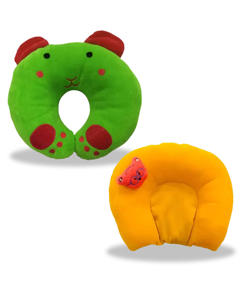 Chinmay Kids Mustard Seeds, Polyester Fibre Animals Baby Pillow Pack of 2 Green, Yellow-image-42