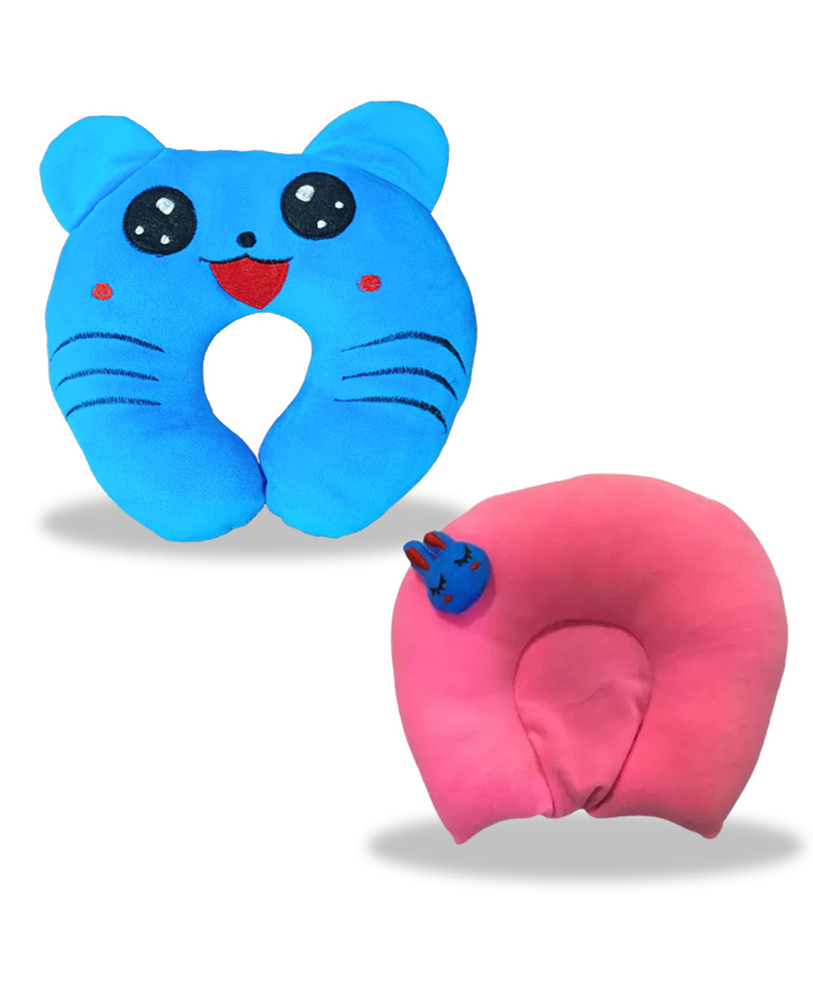 Chinmay Kids Mustard Seeds, Polyester Fibre Animals Baby Pillow Pack of 2 New Sky Blue, Pink-image-29