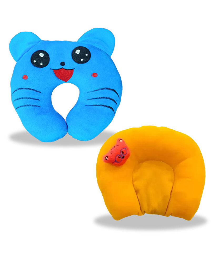 Chinmay Kids Mustard Seeds, Polyester Fibre Animals Baby Pillow Pack of 2 New Sky Blue, Yellow-image-43