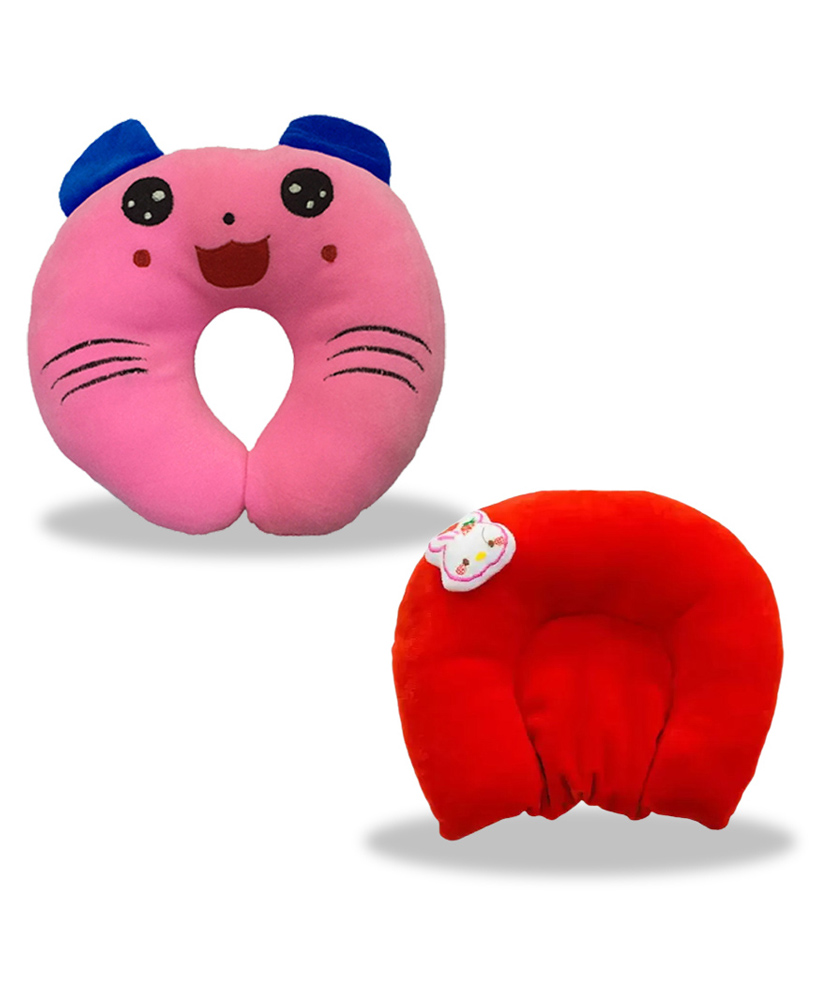 Chinmay Kids Mustard Seeds, Polyester Fibre Animals Baby Pillow Pack of 2 New Pink, Red-image-46