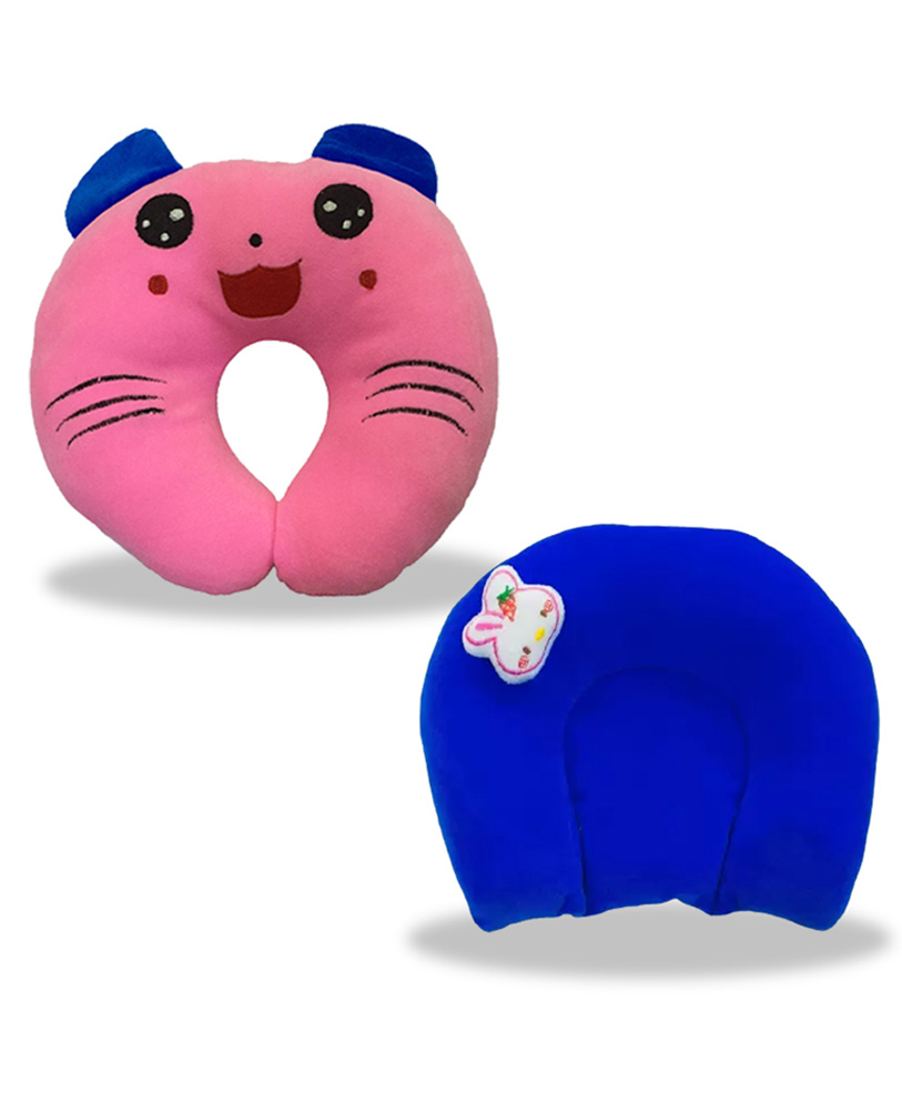 Chinmay Kids Mustard Seeds, Polyester Fibre Animals Baby Pillow Pack of 2 New Pink, Blue-image-39